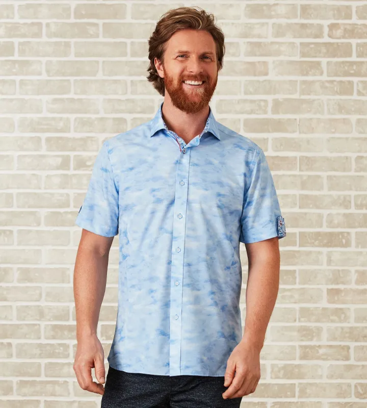 Modern Fit Short-Sleeve Cloud Print Sport Shirt sold by Tip Top