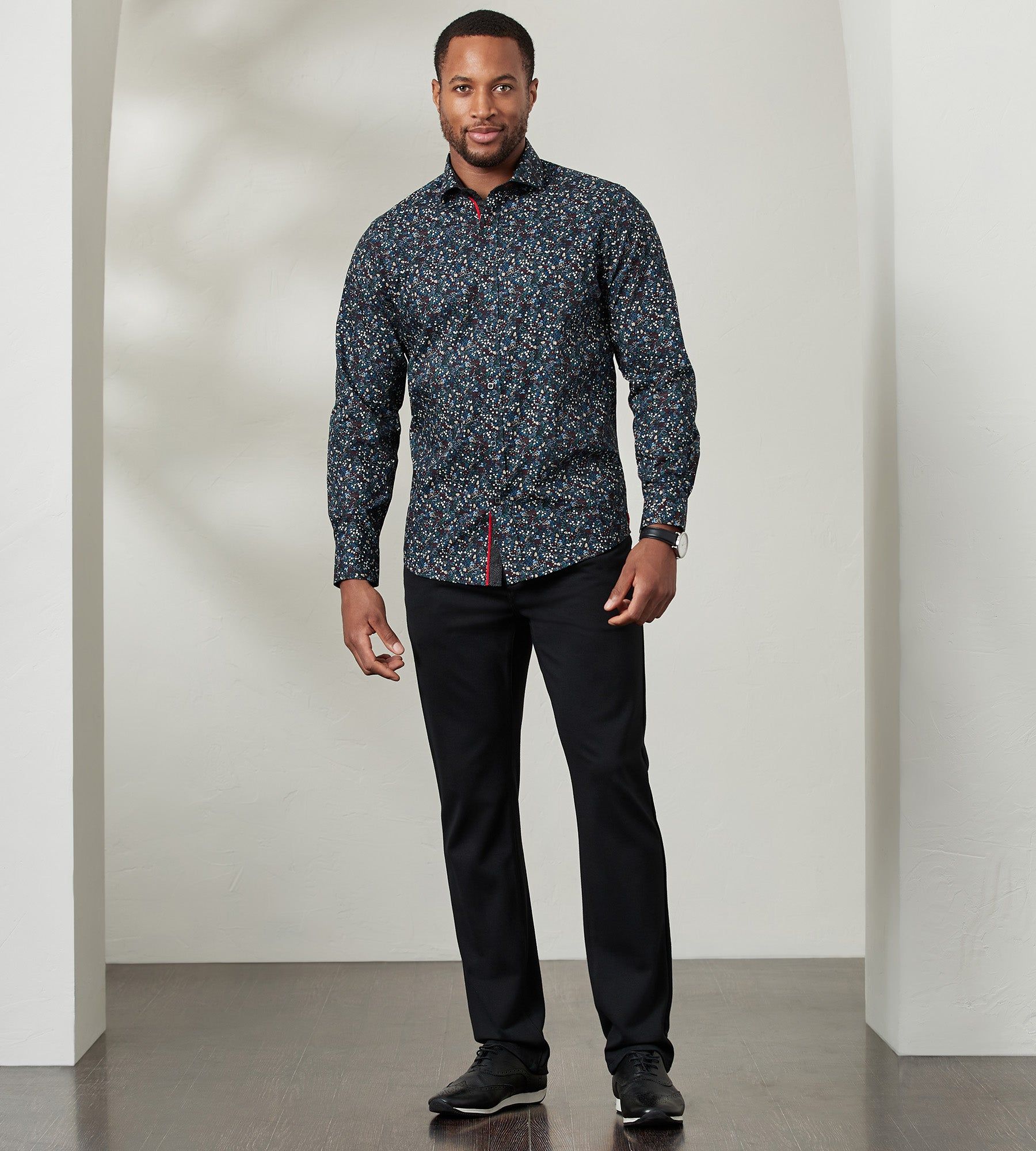 Modern Fit Long Sleeve Floral Print Sport Shirt sold by Tip Top product image thumbnail 4