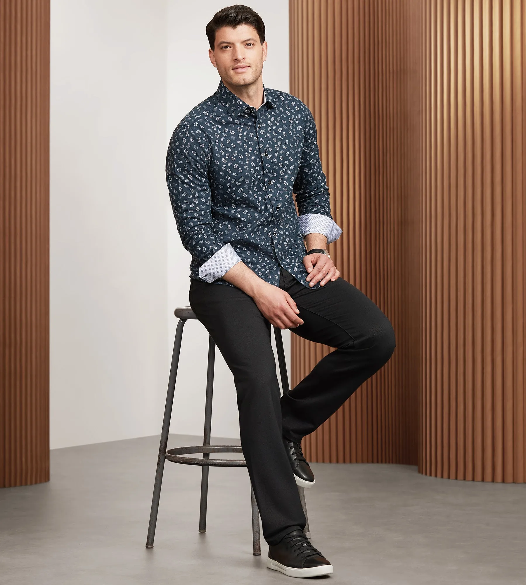 Modern Fit 360 Stretch Long Sleeve Paisley Printed Sport Shirt sold by Tip Top product image thumbnail 3