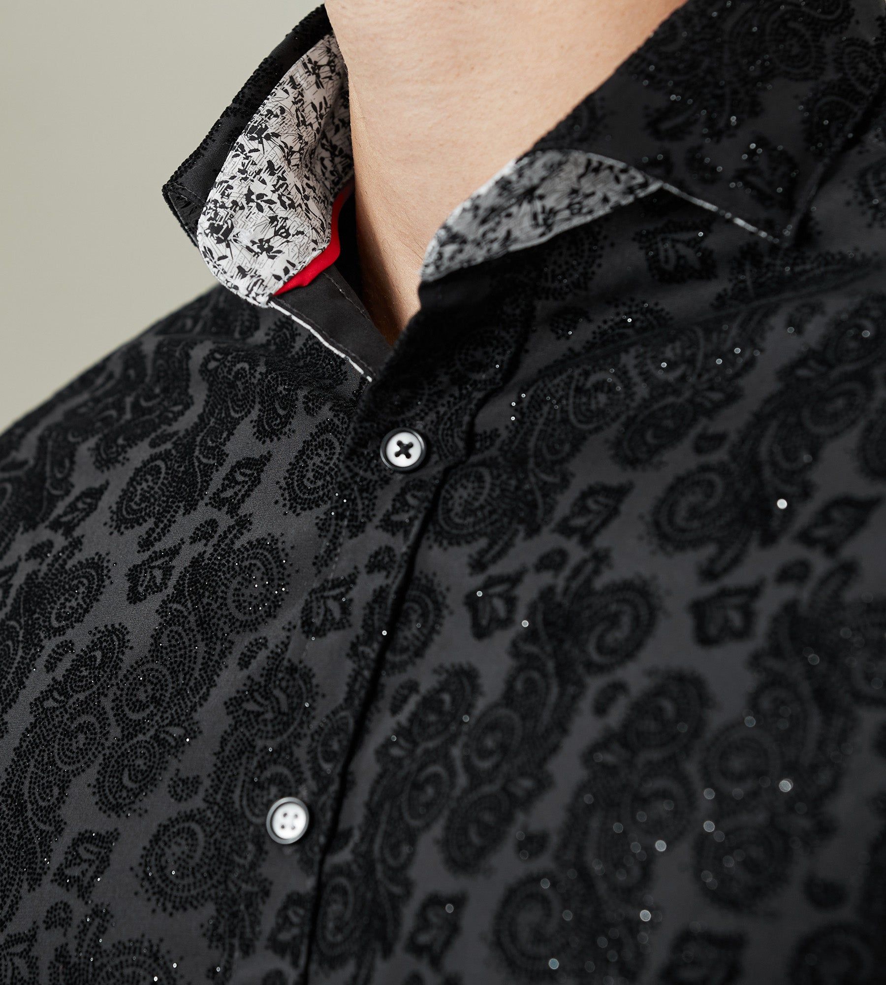 Modern Fit Long Sleeve Flocking Sport Shirt sold by Tip Top product image thumbnail 4