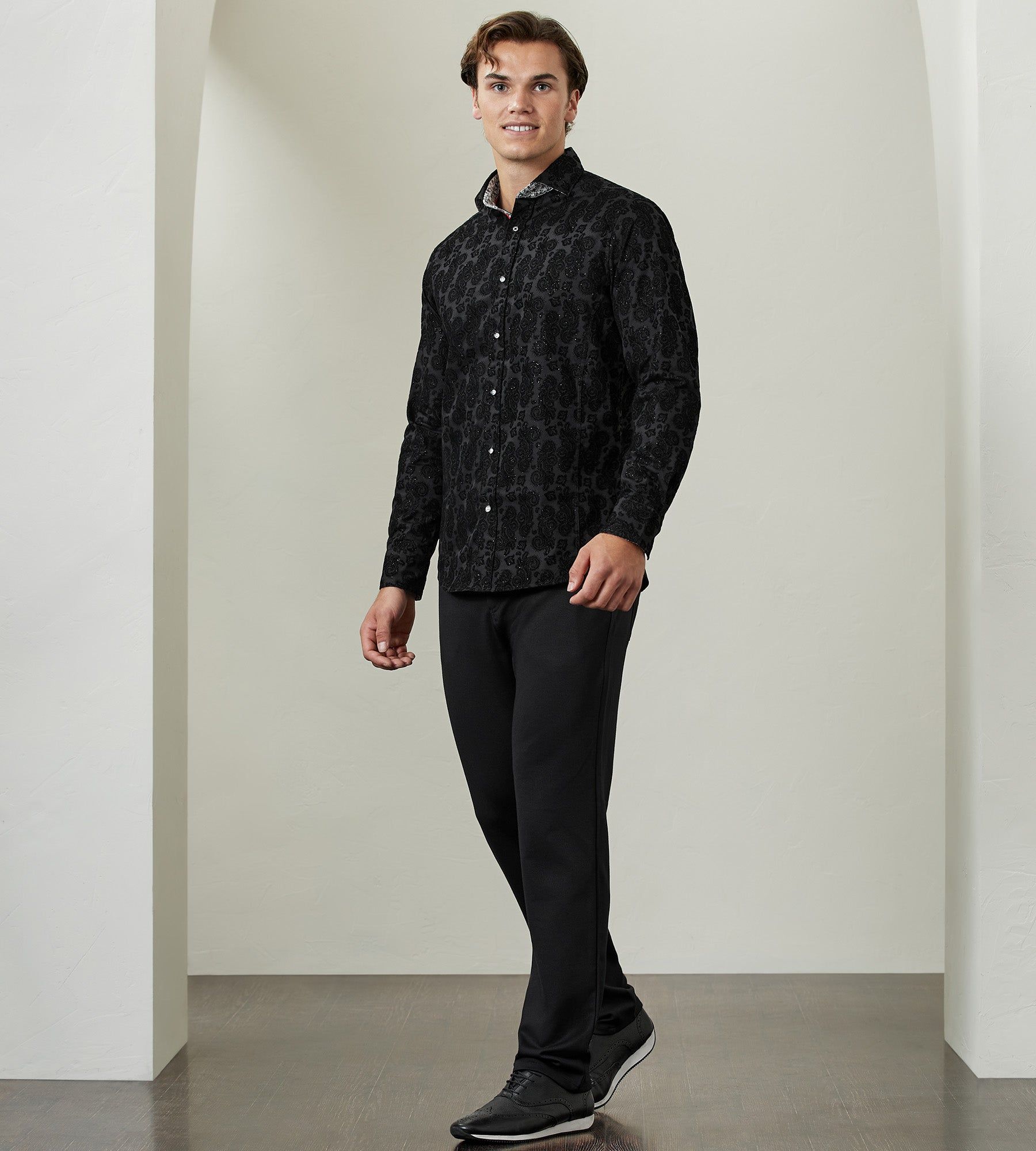 Modern Fit Long Sleeve Flocking Sport Shirt sold by Tip Top product image thumbnail 5