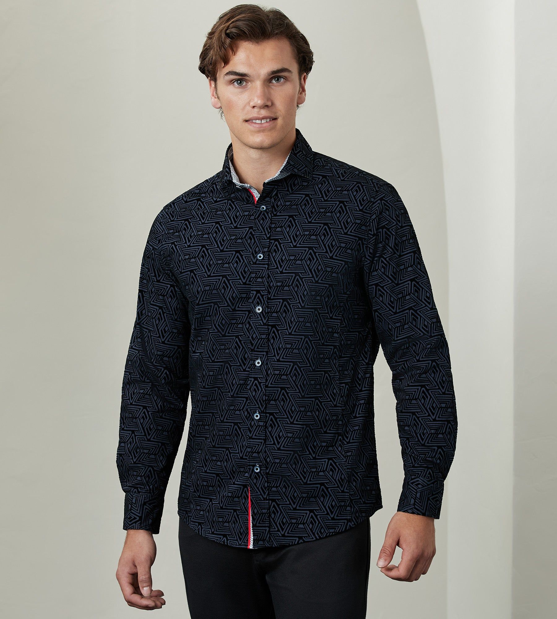 Modern Fit Long Sleeve Flocking Sport Shirt sold by Tip Top