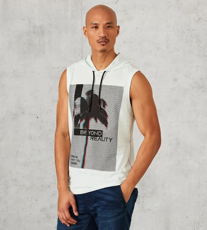 Modern Fit Sleeveless Printed Hooded Knit sold by Tip Top