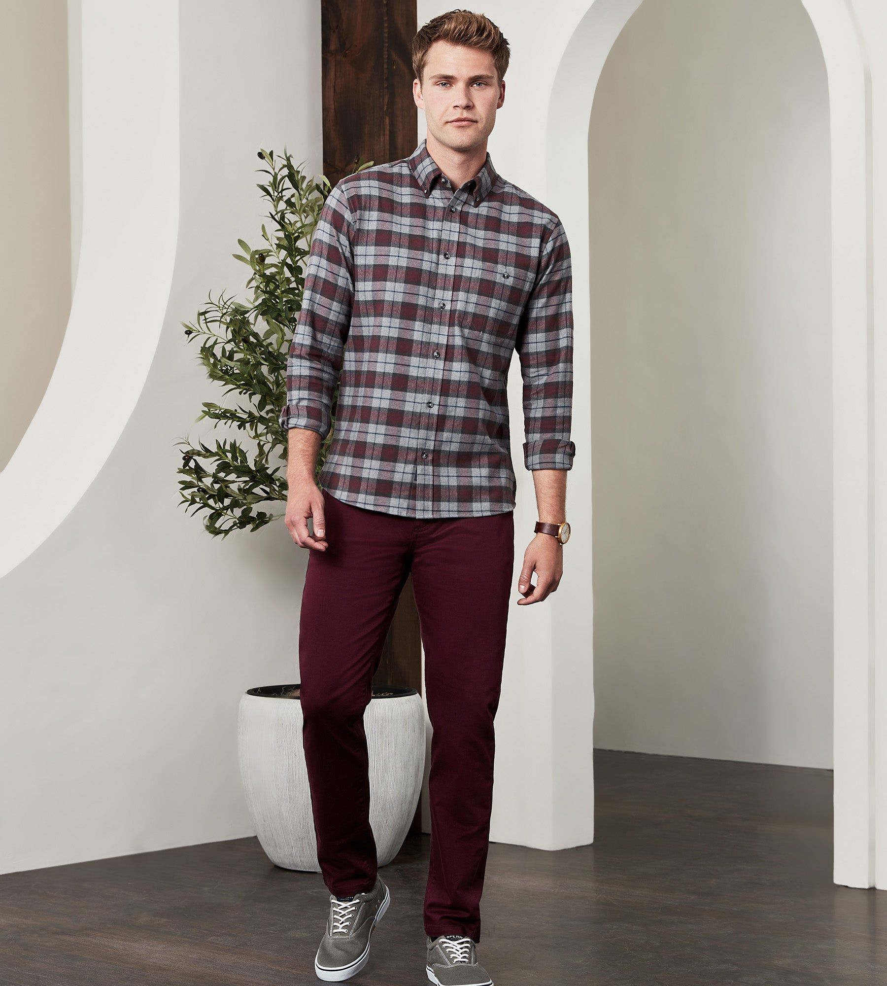 Modern Fit Long Sleeve Soft Touch Plaid Flannel Sport Shirt sold by Tip Top product image thumbnail 3