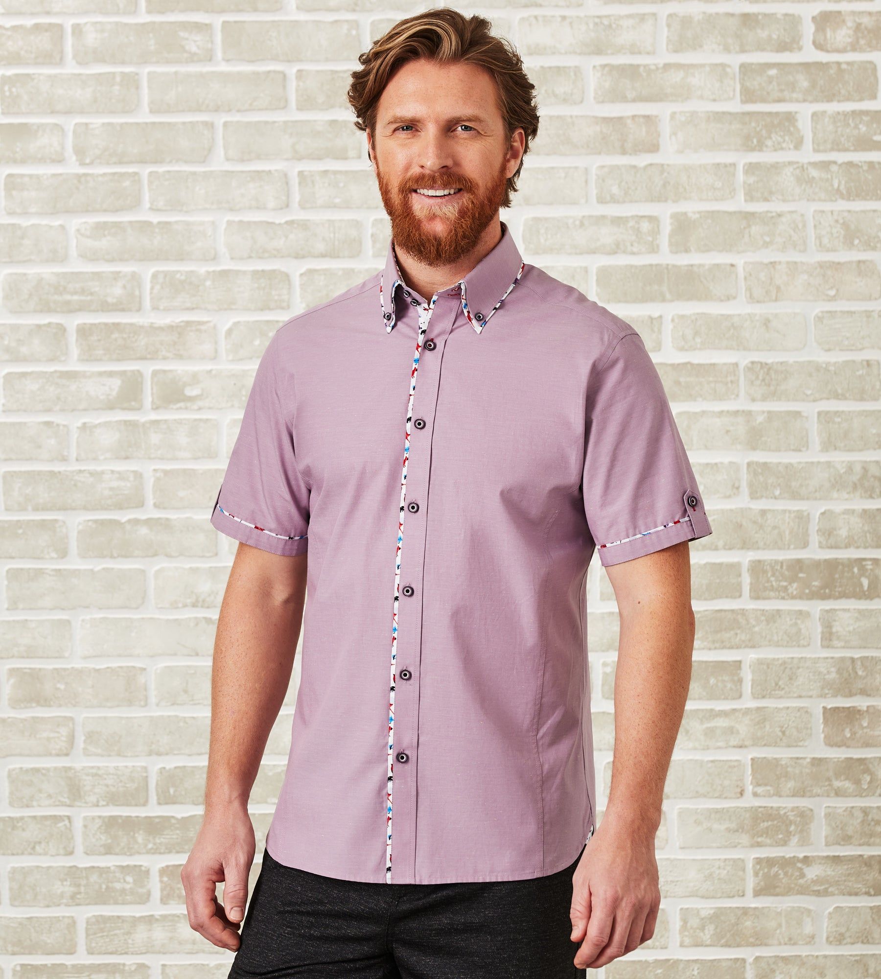 Modern Fit Short-Sleeve Solid Double-Collar Sport Shirt sold by Tip Top
