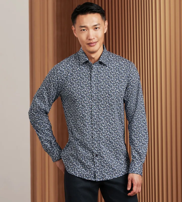 Modern Fit 360 Stretch Long Sleeve Geo Printed Sport Shirt sold by Tip Top