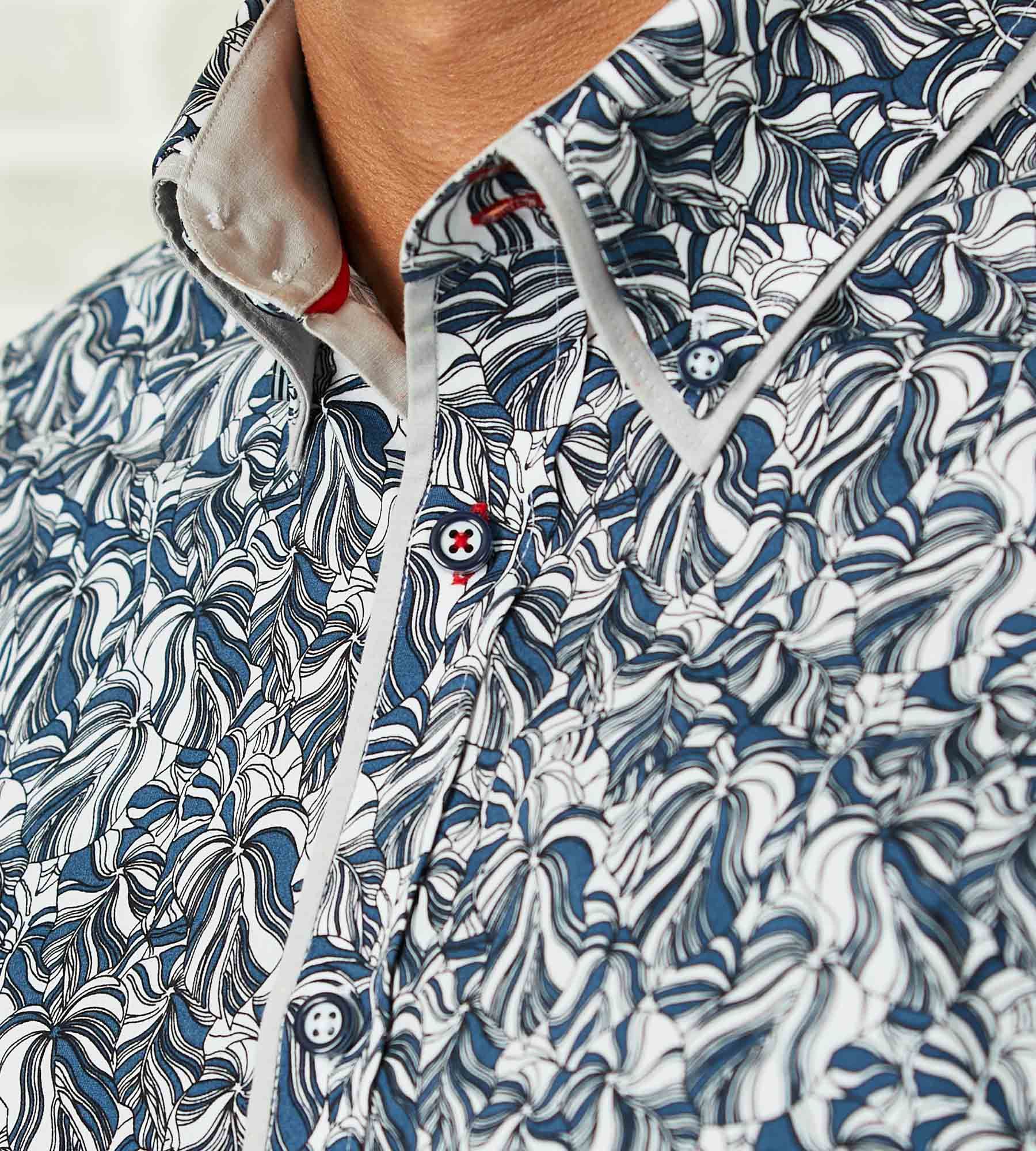 Modern Fit Short-Sleeve Leaf Print Double-Collar Sport Shirt sold by Tip Top product image thumbnail 4