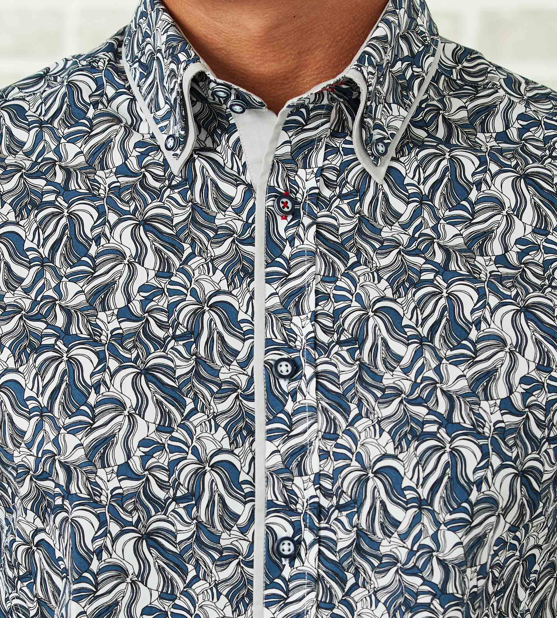 Modern Fit Short-Sleeve Leaf Print Double-Collar Sport Shirt sold by Tip Top product image thumbnail 2