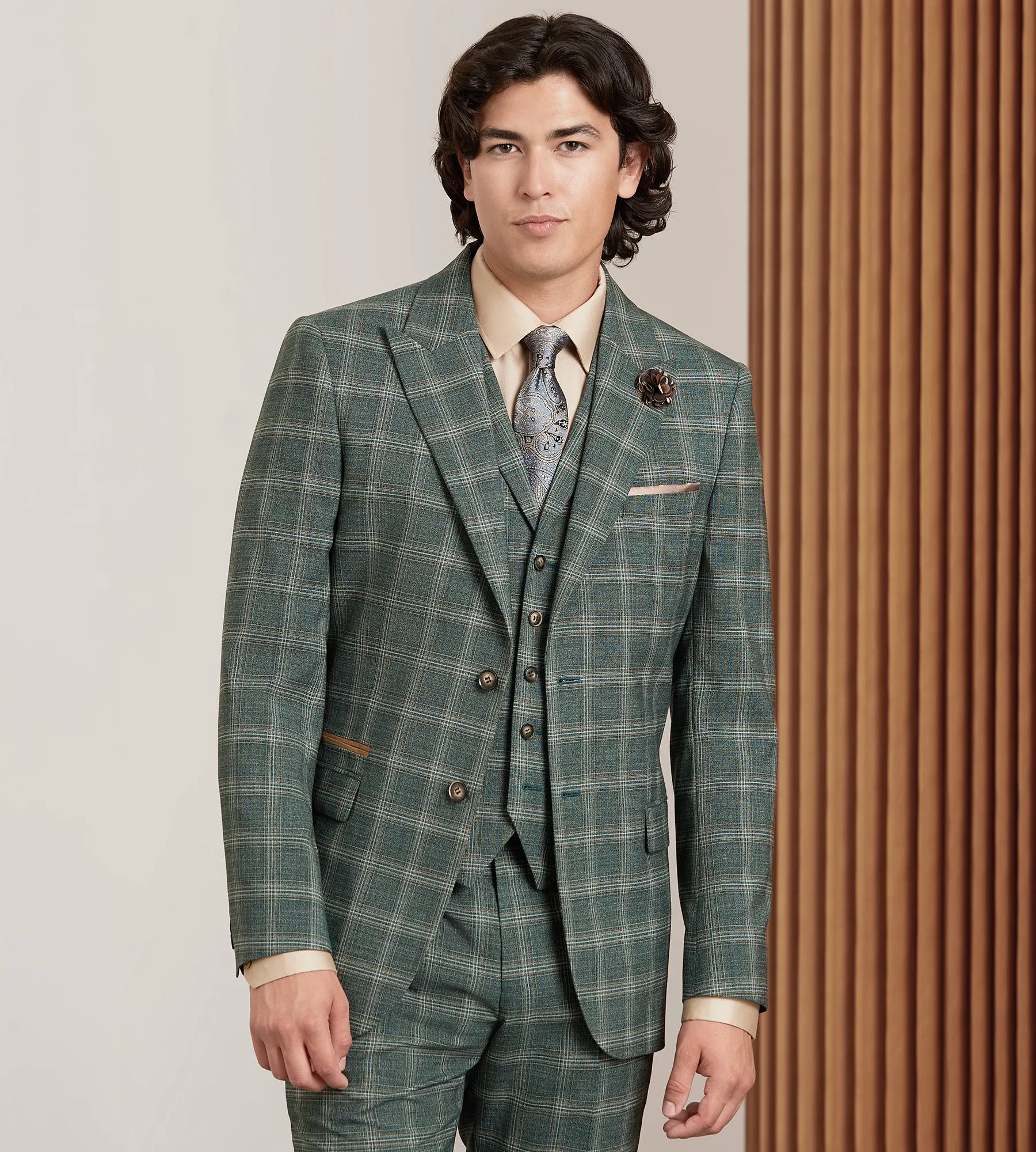 Green Plaid Suit Vest sold by Tip Top product image thumbnail 4