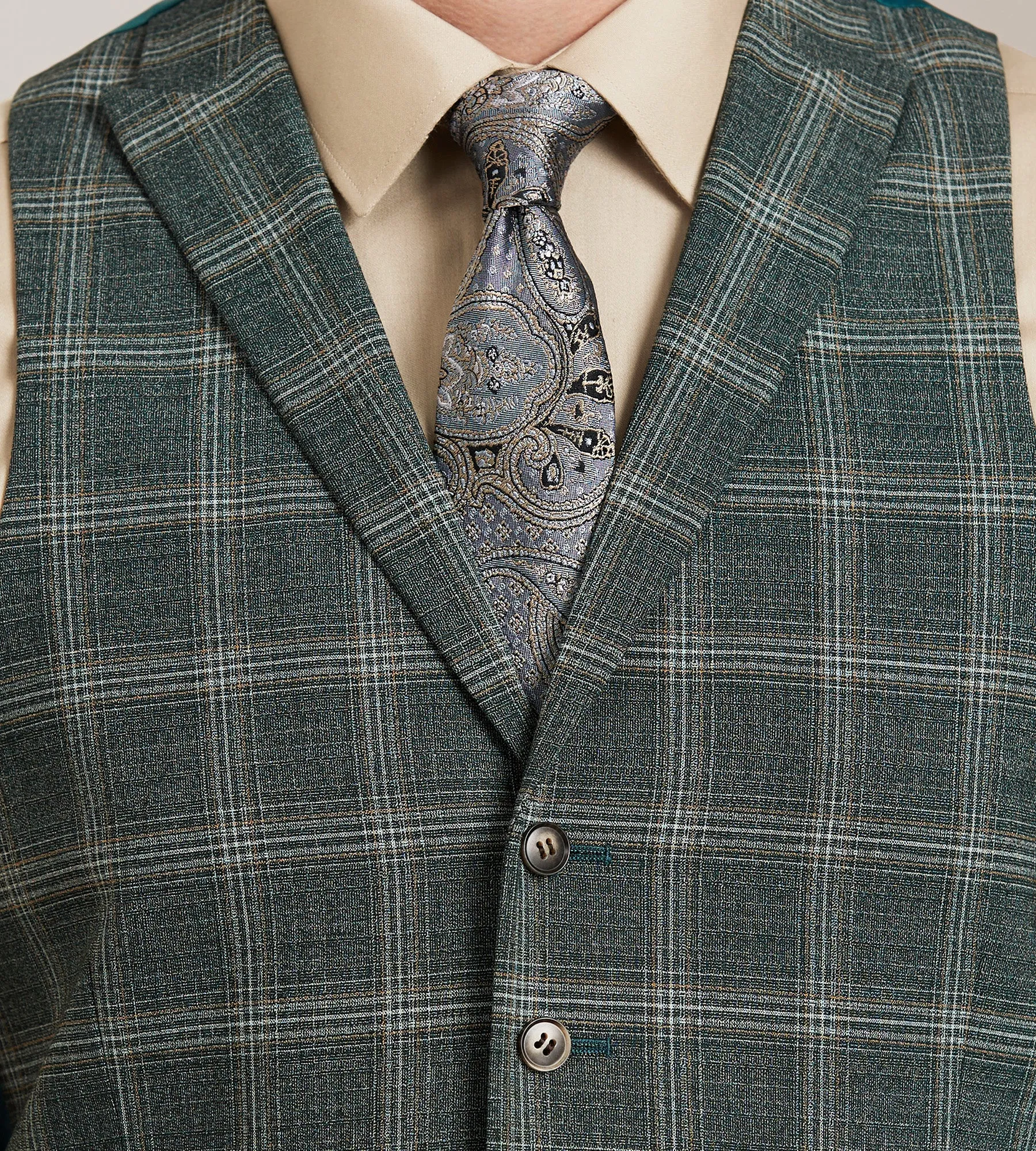 Green Plaid Suit Vest sold by Tip Top product image thumbnail 2