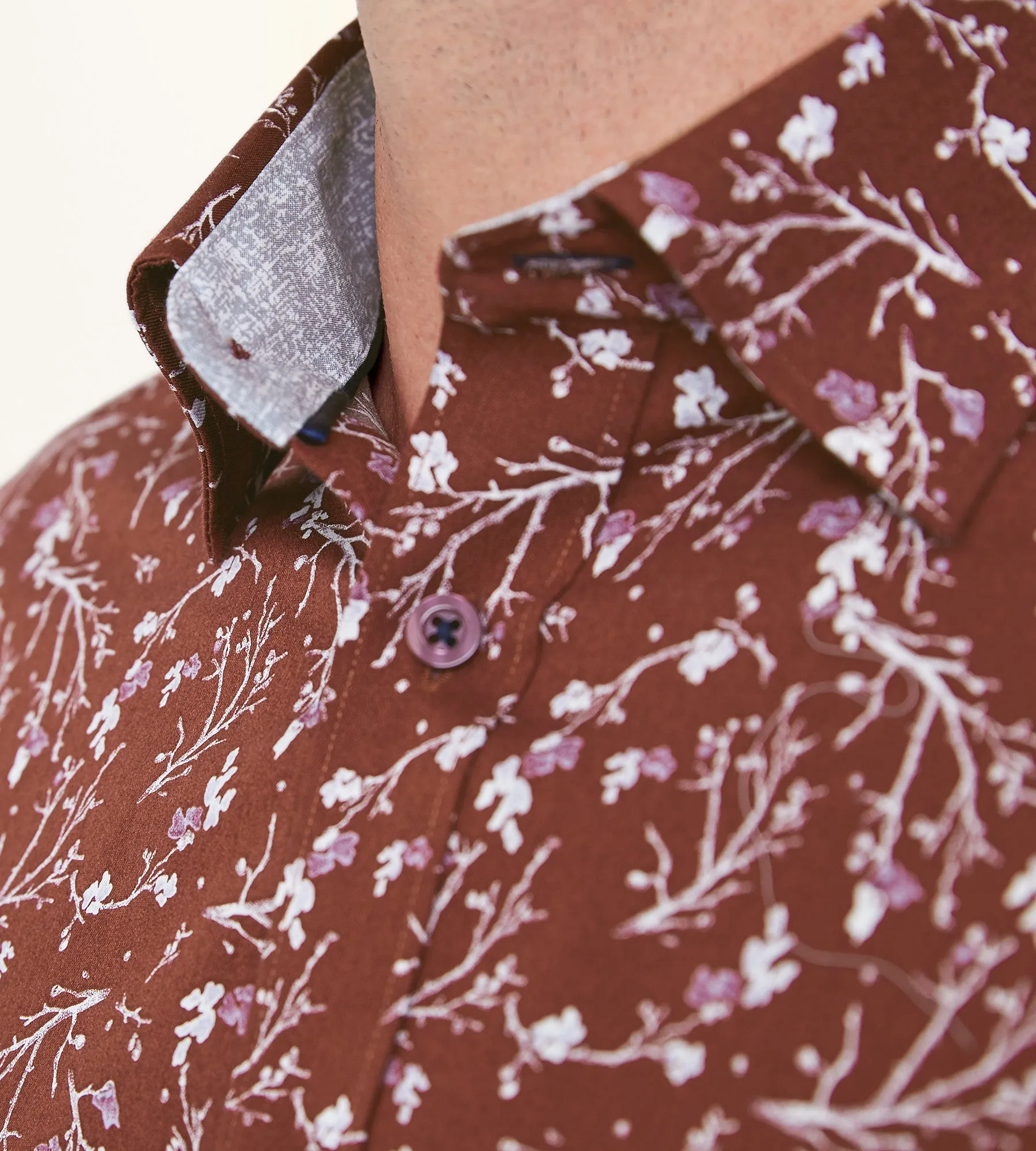 Modern Fit Non-Iron Long Sleeve Floral Pattern Sport Shirt sold by Tip Top product image thumbnail 3