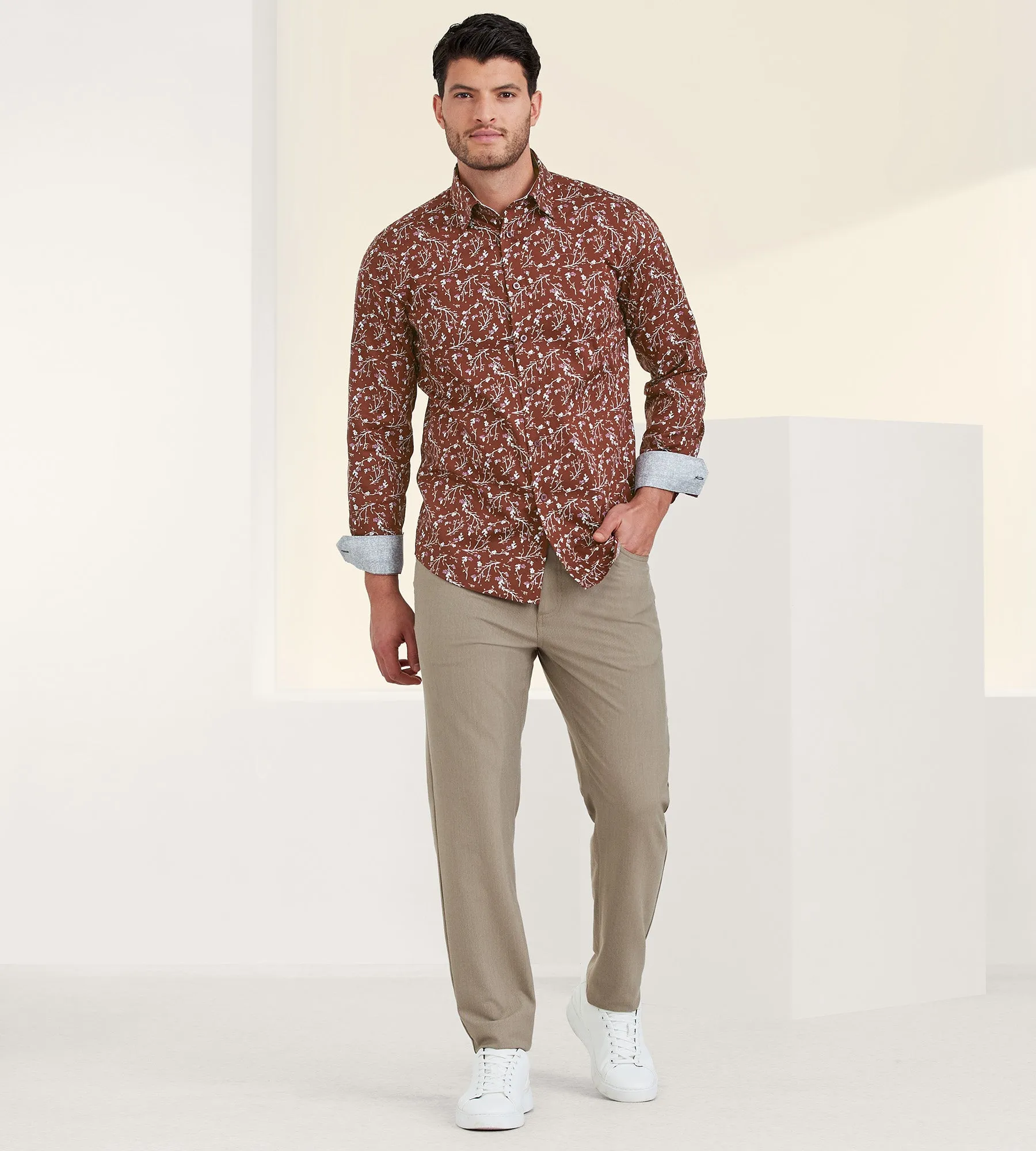 Modern Fit Non-Iron Long Sleeve Floral Pattern Sport Shirt sold by Tip Top product image thumbnail 4