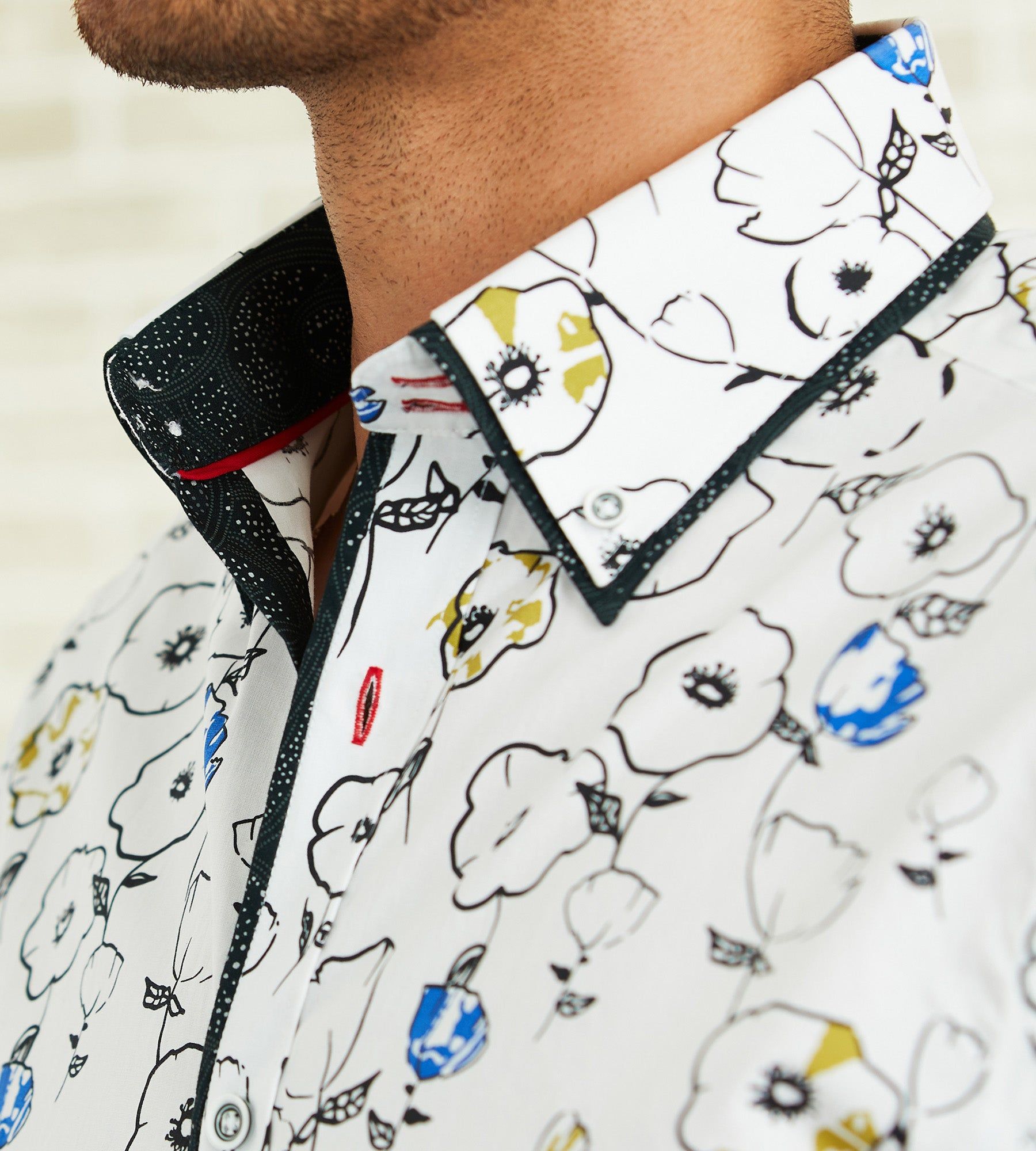 Modern Fit Long-Sleeve Double-Collar Floral Print Sport Shirt sold by Tip Top product image thumbnail 2