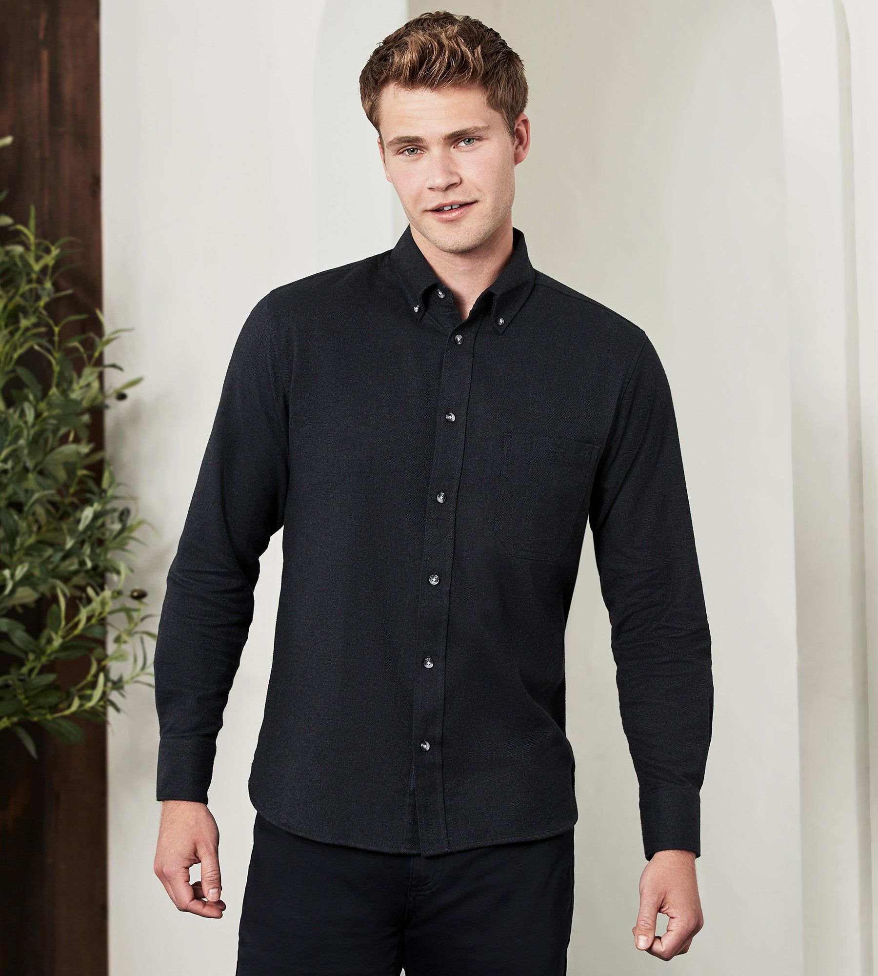 Modern Fit Long Sleeve Soft Touch Solid Flannel Sport Shirt sold by Tip Top