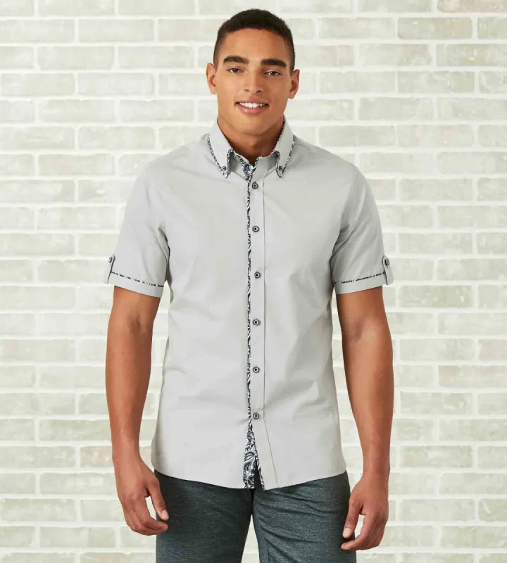 Modern Fit Short-Sleeve Solid Double-Collar Sport Shirt sold by Tip Top
