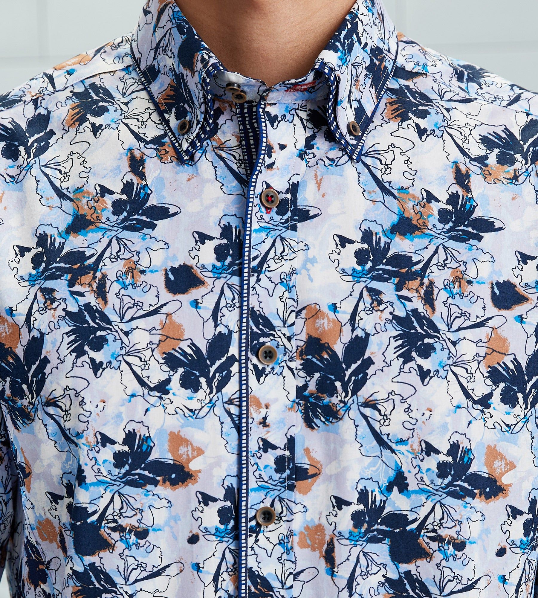 Modern Fit Long Sleeve Double-Collar Printed Sport Shirt sold by Tip Top product image thumbnail 2