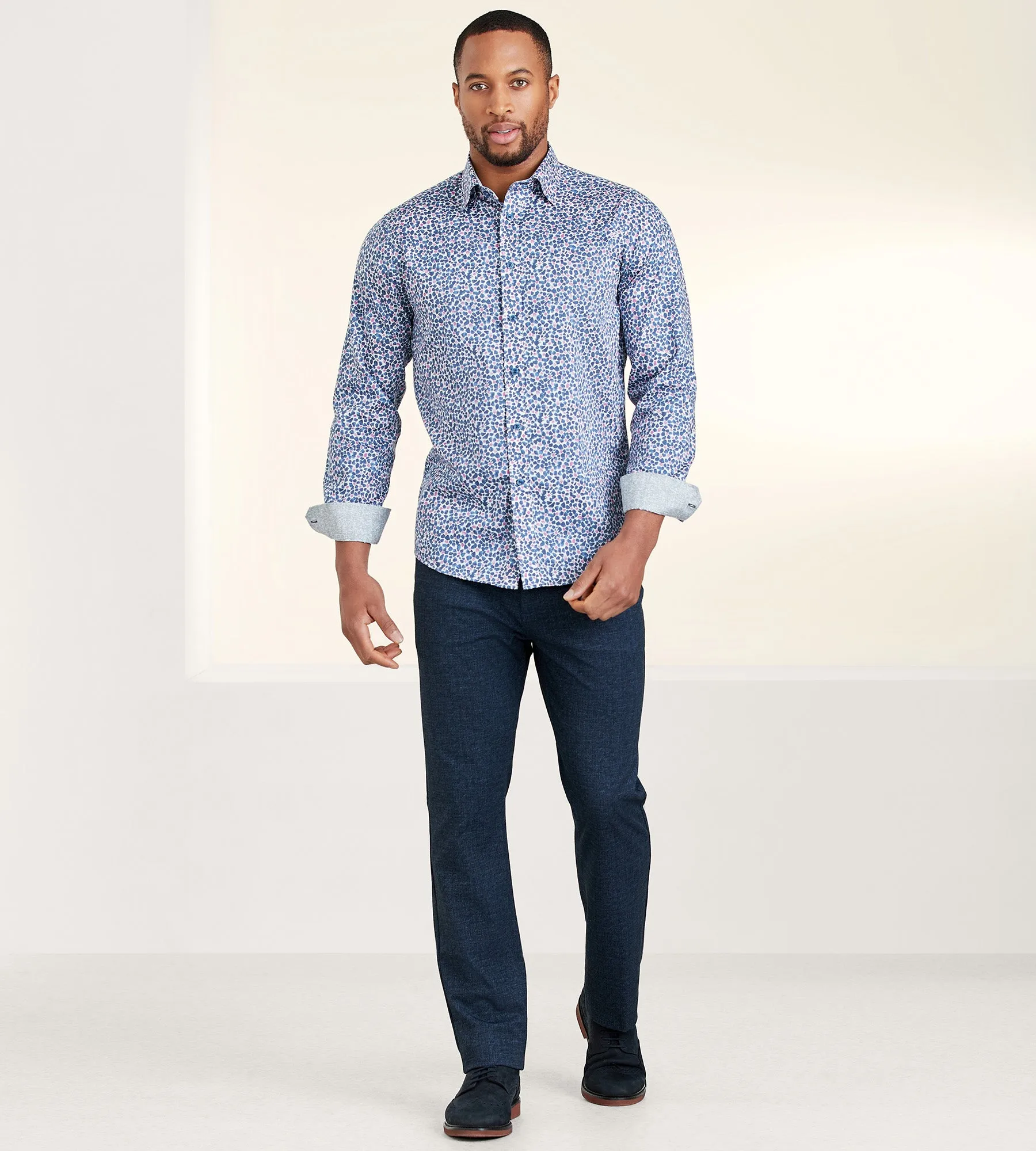 Modern Fit Non-Iron Long Sleeve Floral Pattern Sport Shirt sold by Tip Top product image thumbnail 3