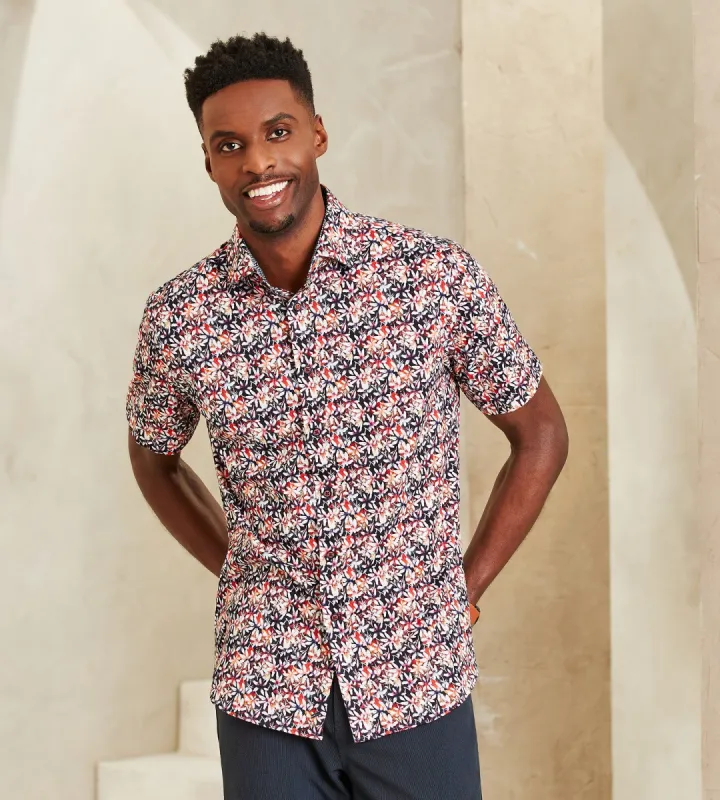 Modern Fit 360° Stretch Floral Print Soft Touch Short-Sleeve Sport Shirt sold by Tip Top