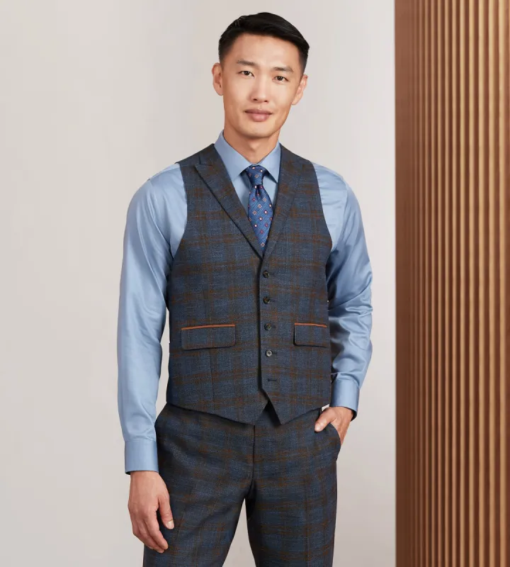 Blue Plaid Suit Vest sold by Tip Top