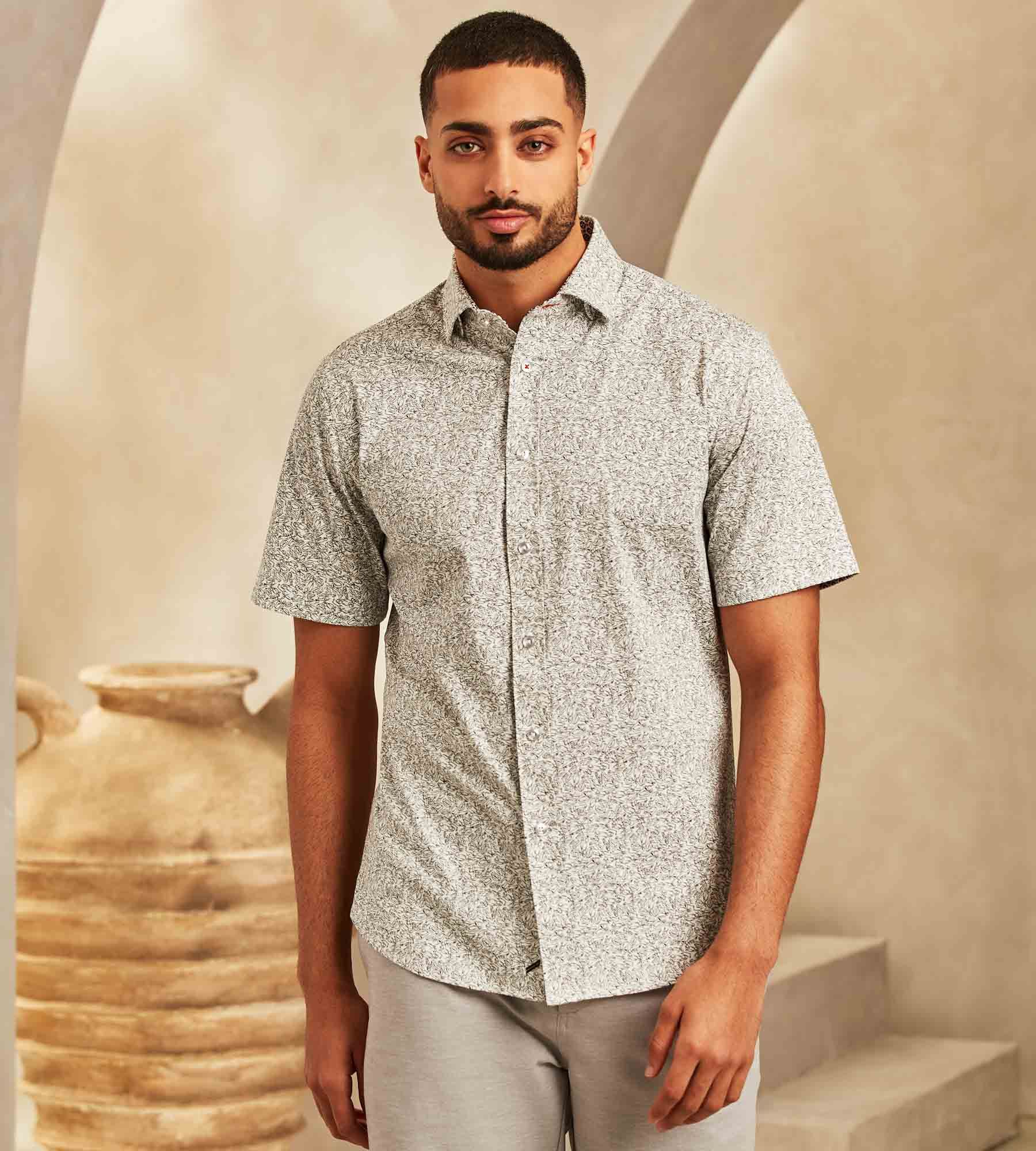 Modern Fit Short-Sleeve Car Print 360° Stretch Soft Touch Sport Shirt sold by Tip Top