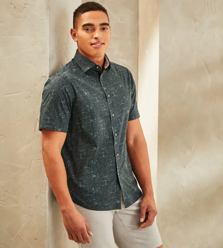 Modern Fit Short-Sleeve Textured Print 360° Stretch Soft Touch Sport Shirt sold by Tip Top