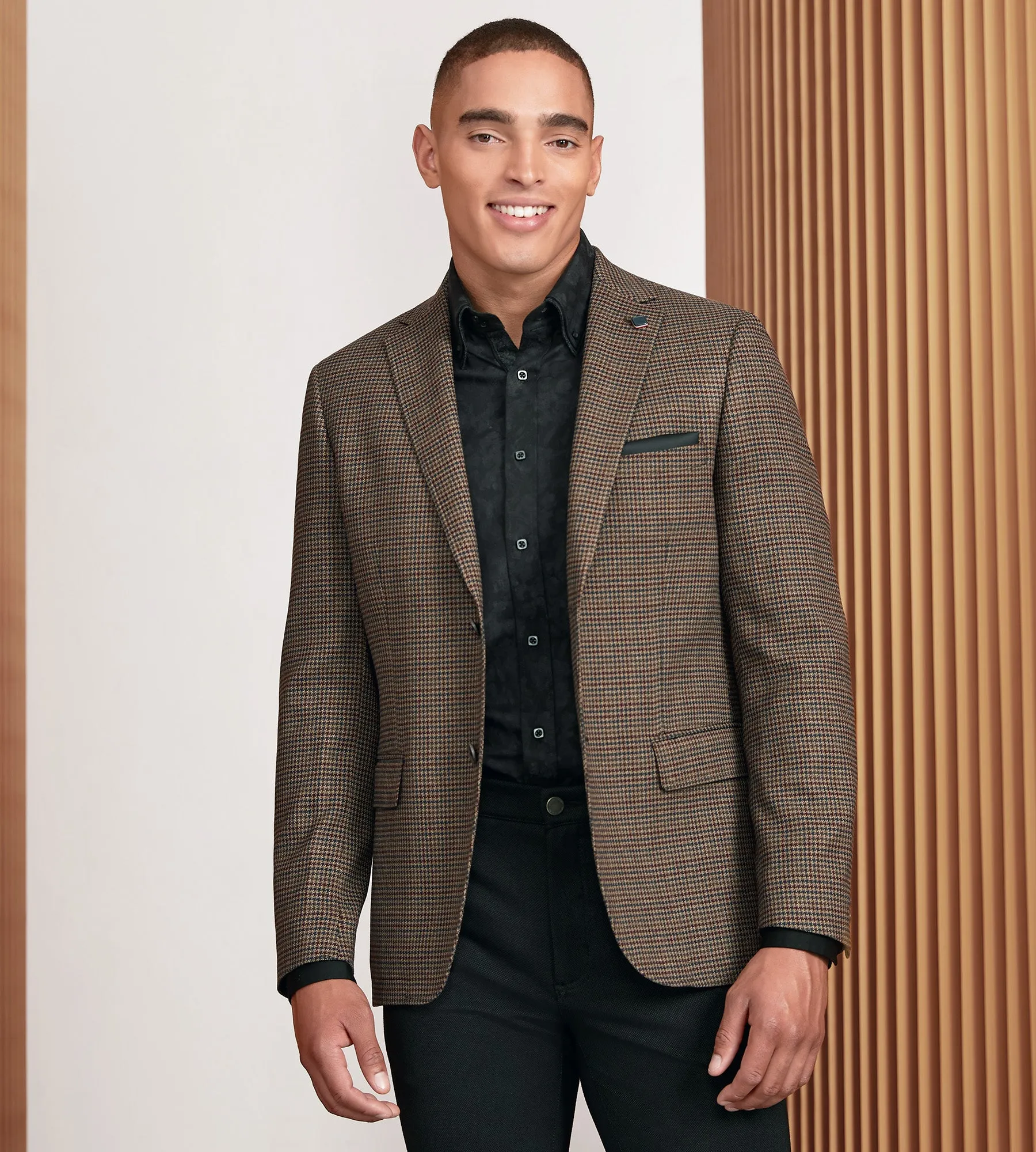 Modern Fit Woven Multi Houndstooth Sport Jacket sold by Tip Top