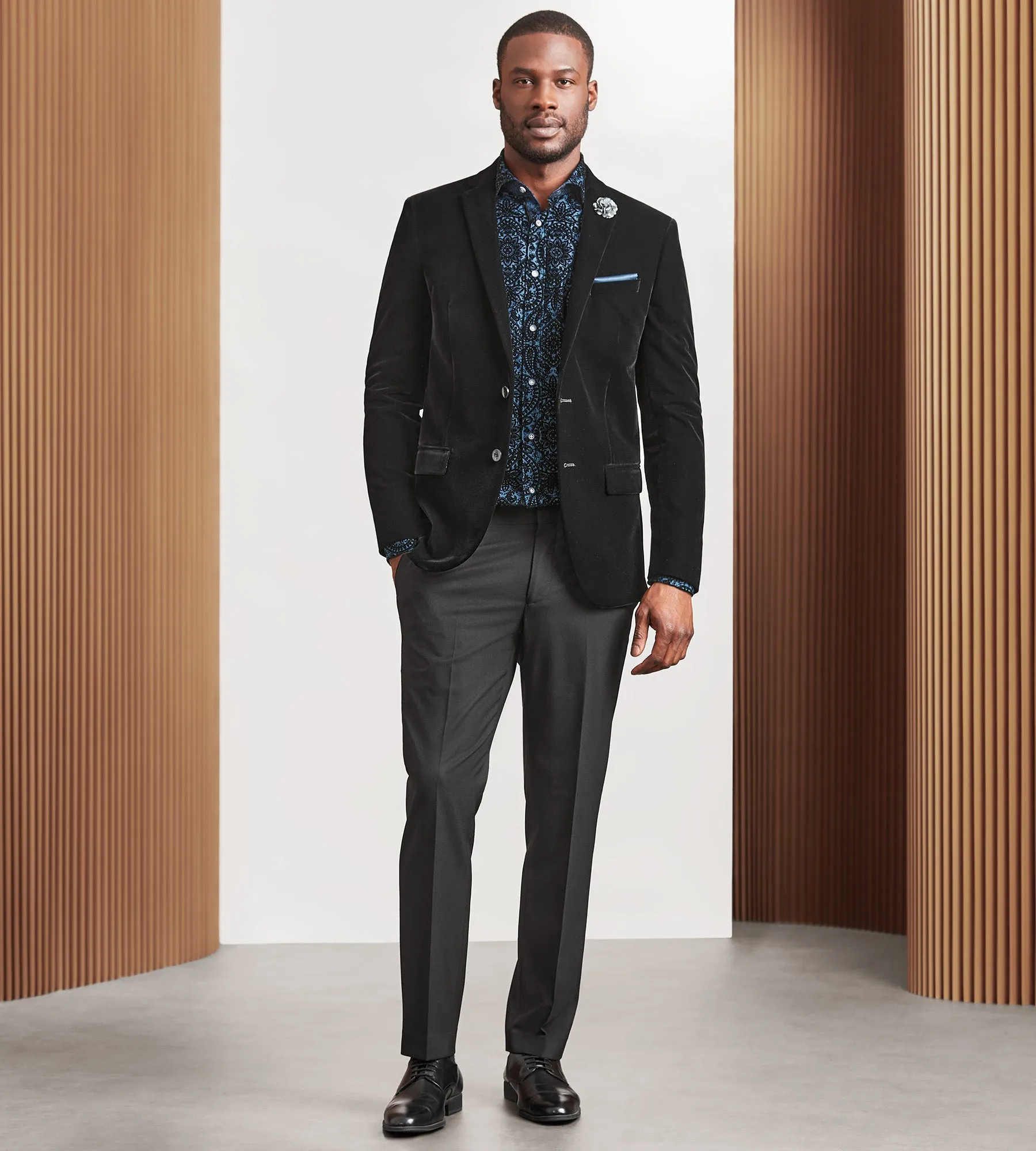 Modern Fit Black Velvet Suit sold by Tip Top product image thumbnail 4