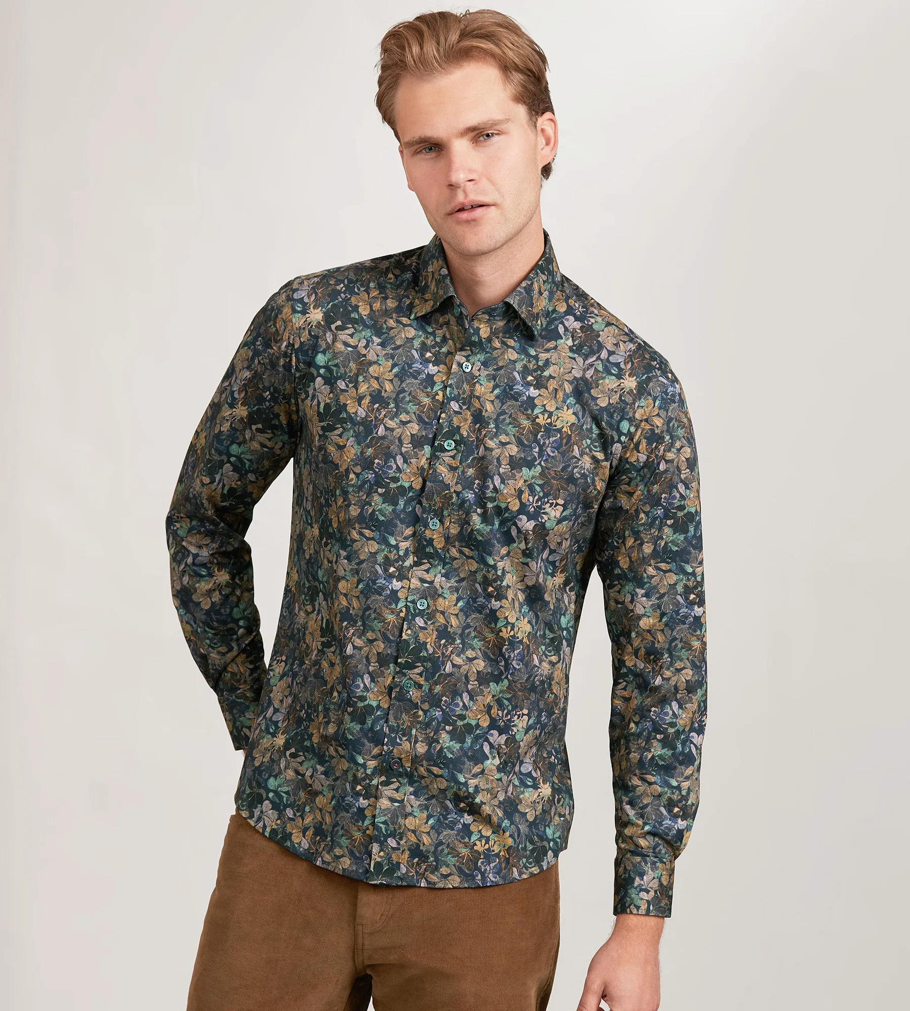 Modern Fit 360 Stretch Long Sleeve Plaid Printed Sport Shirt sold by Tip Top