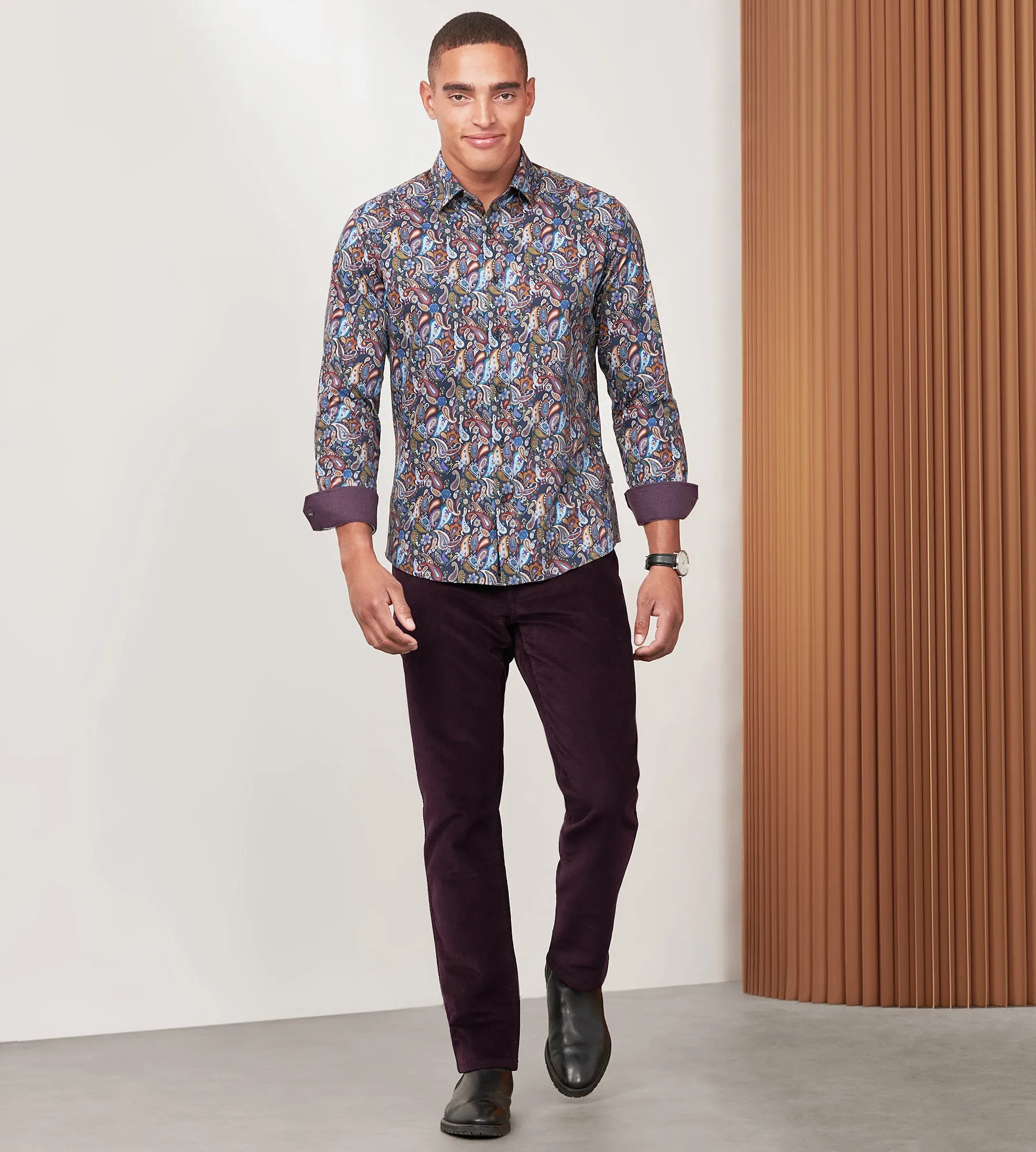 Modern Fit 360 Stretch Long Sleeve Plaid Printed Sport Shirt sold by Tip Top product image thumbnail 5