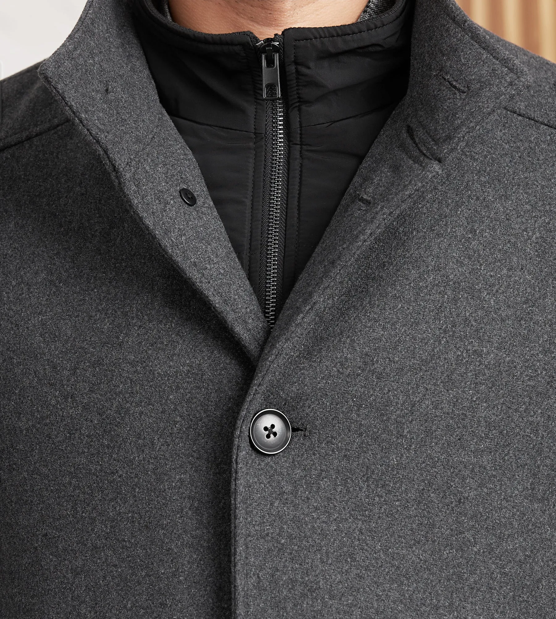 Slim Fit Funnel Collar Wool Coat sold by Tip Top product image thumbnail 2
