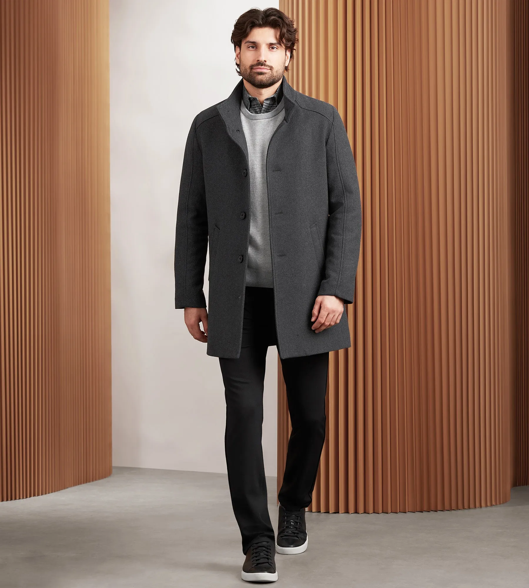 Slim Fit Funnel Collar Wool Coat sold by Tip Top product image thumbnail 5