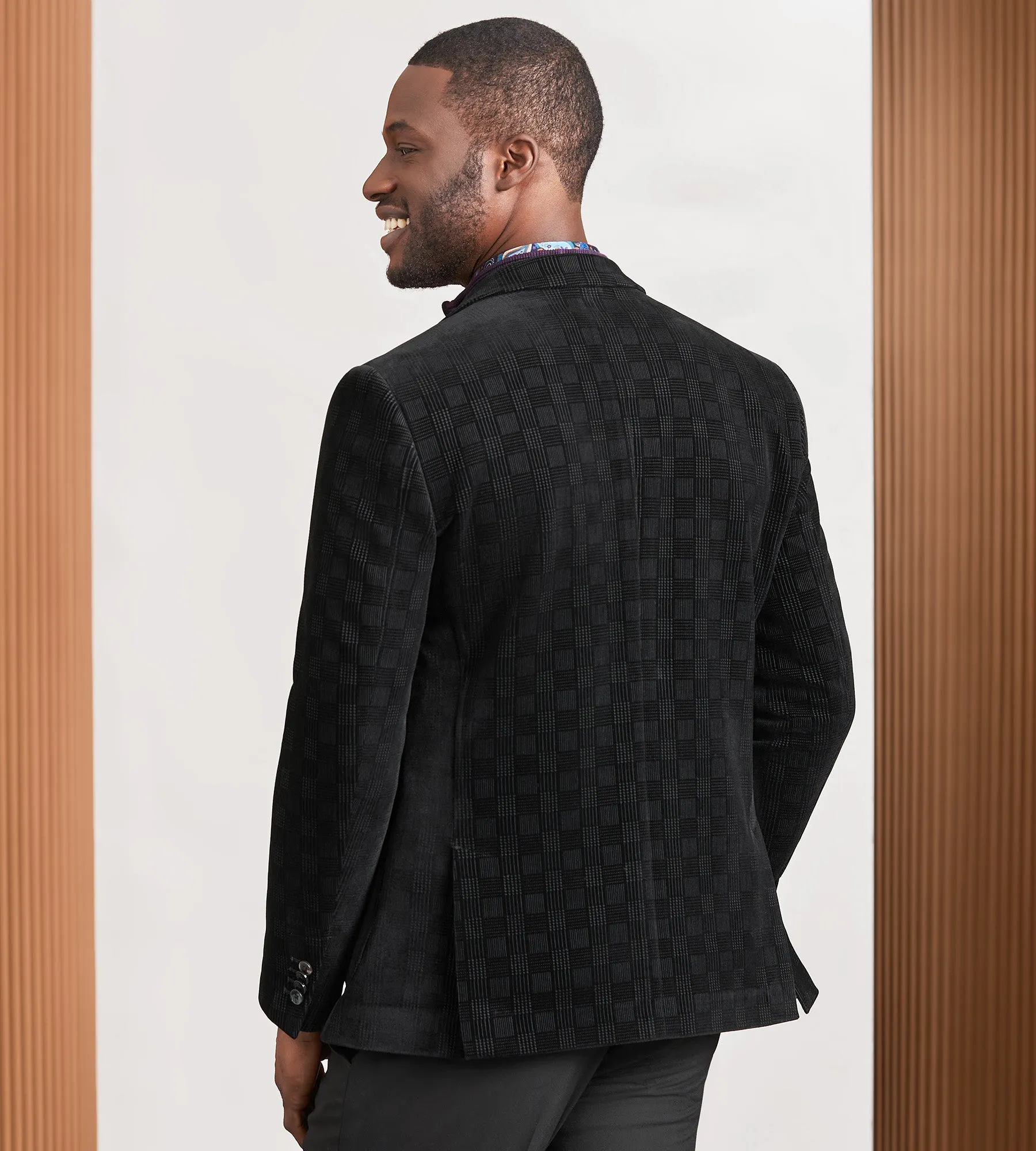 Modern Fit Knit Flocked Plaid Sport Jacket sold by Tip Top product image thumbnail 4