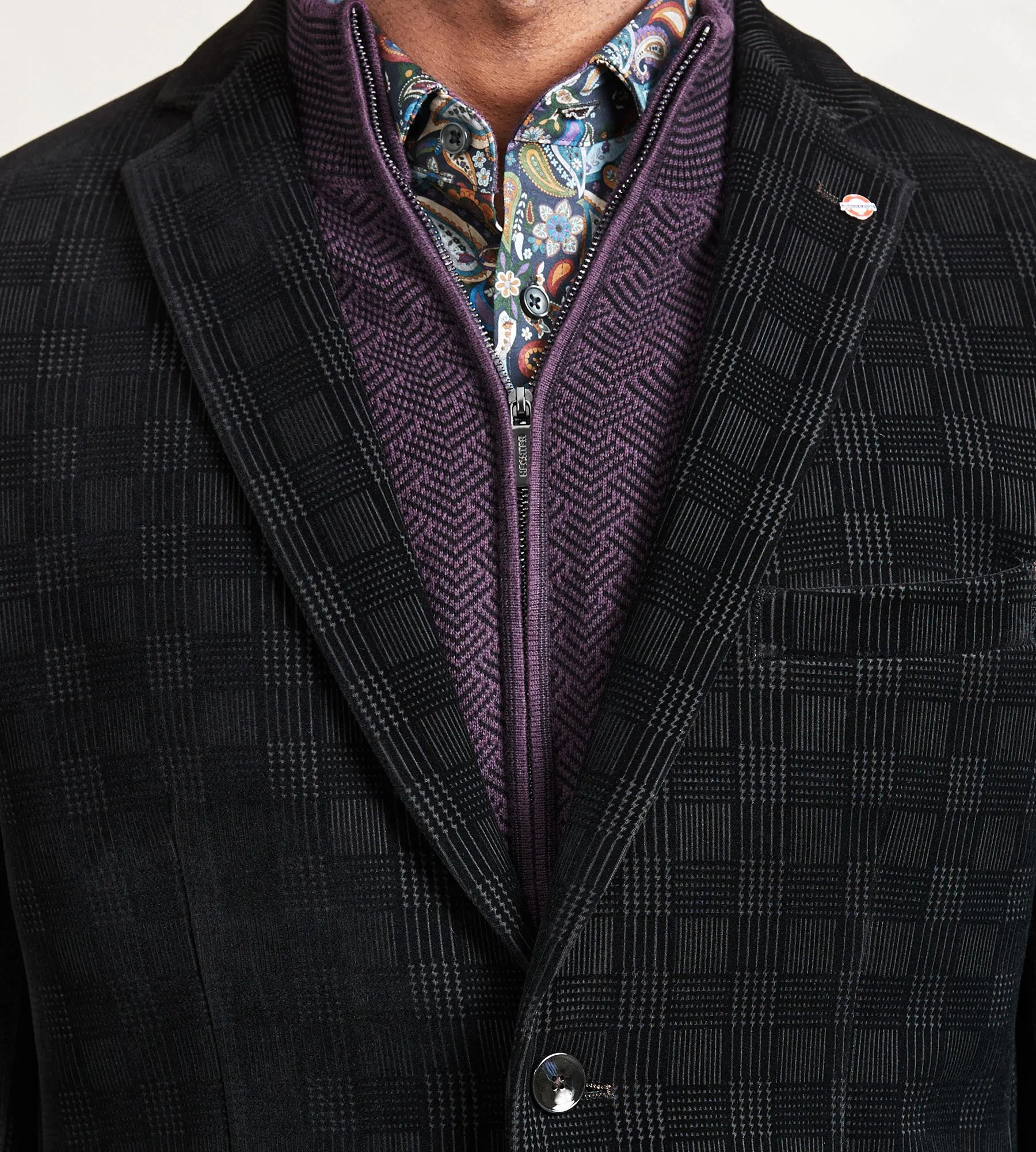 Modern Fit Knit Flocked Plaid Sport Jacket sold by Tip Top product image thumbnail 2