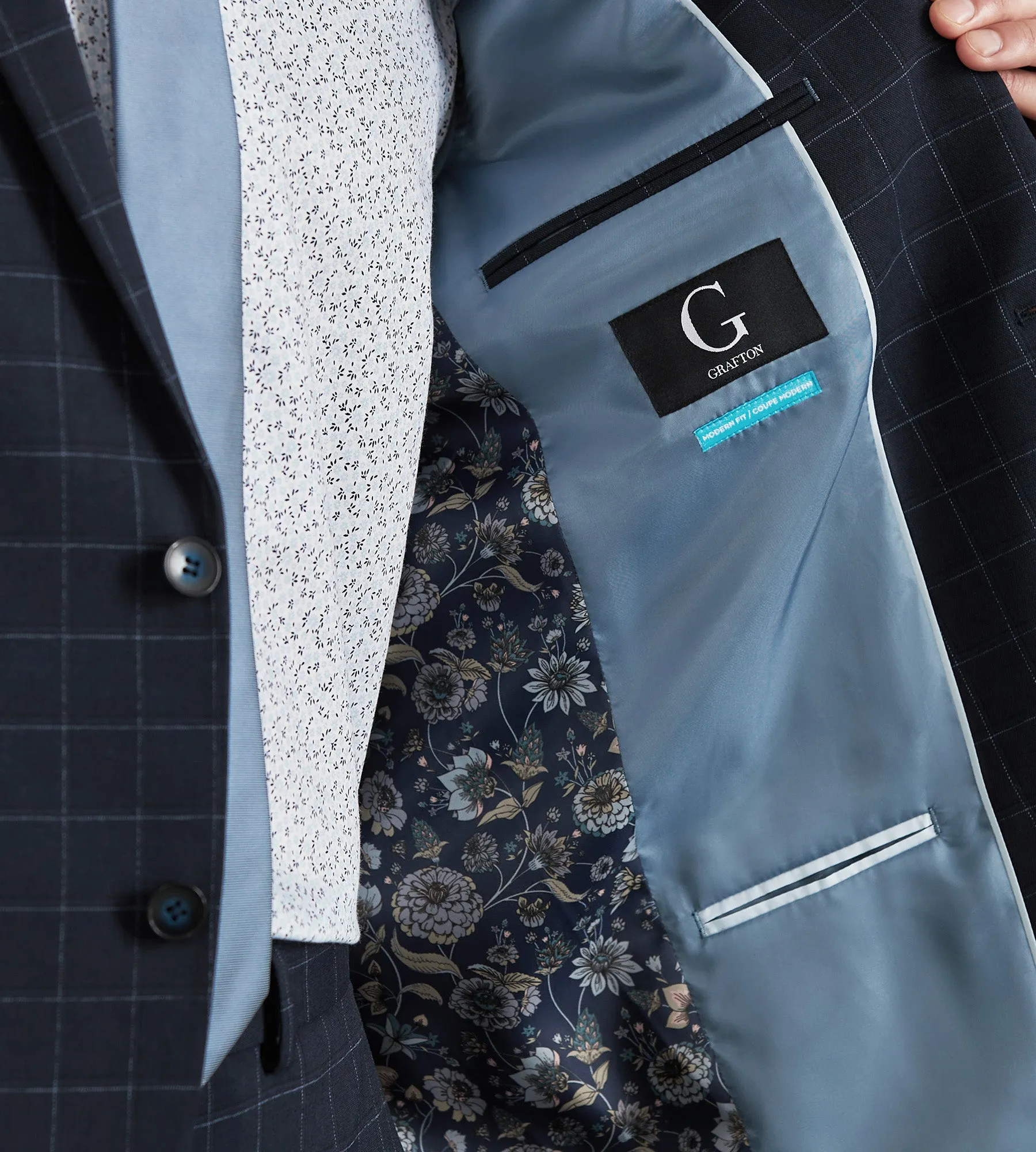 Modern Fit Navy Windowpane Suit sold by Tip Top product image thumbnail 2