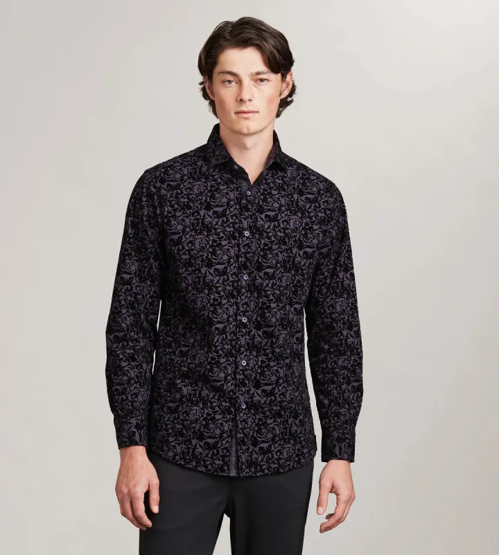 Modern Fit Long Sleeve Flocking Sport Shirt sold by Tip Top