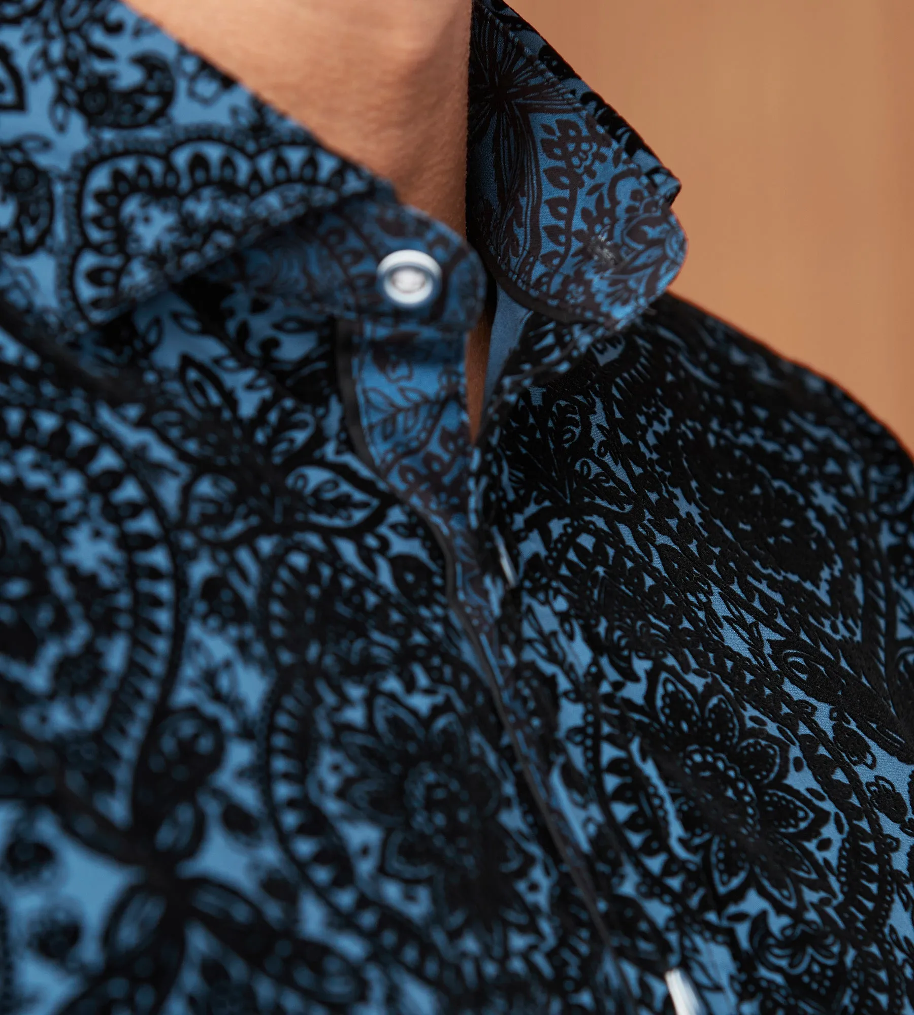 Modern Fit Long Sleeve Flocking Sport Shirt sold by Tip Top product image thumbnail 3