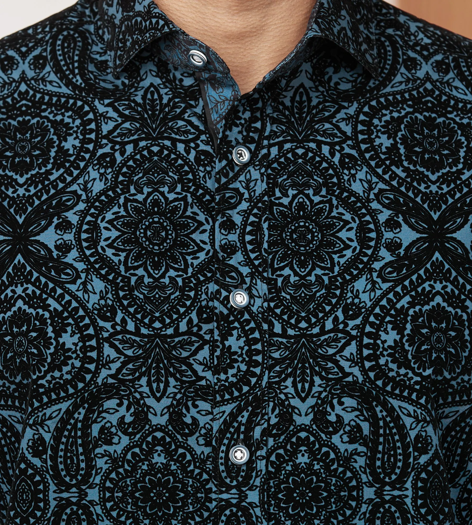 Modern Fit Long Sleeve Flocking Sport Shirt sold by Tip Top product image thumbnail 2