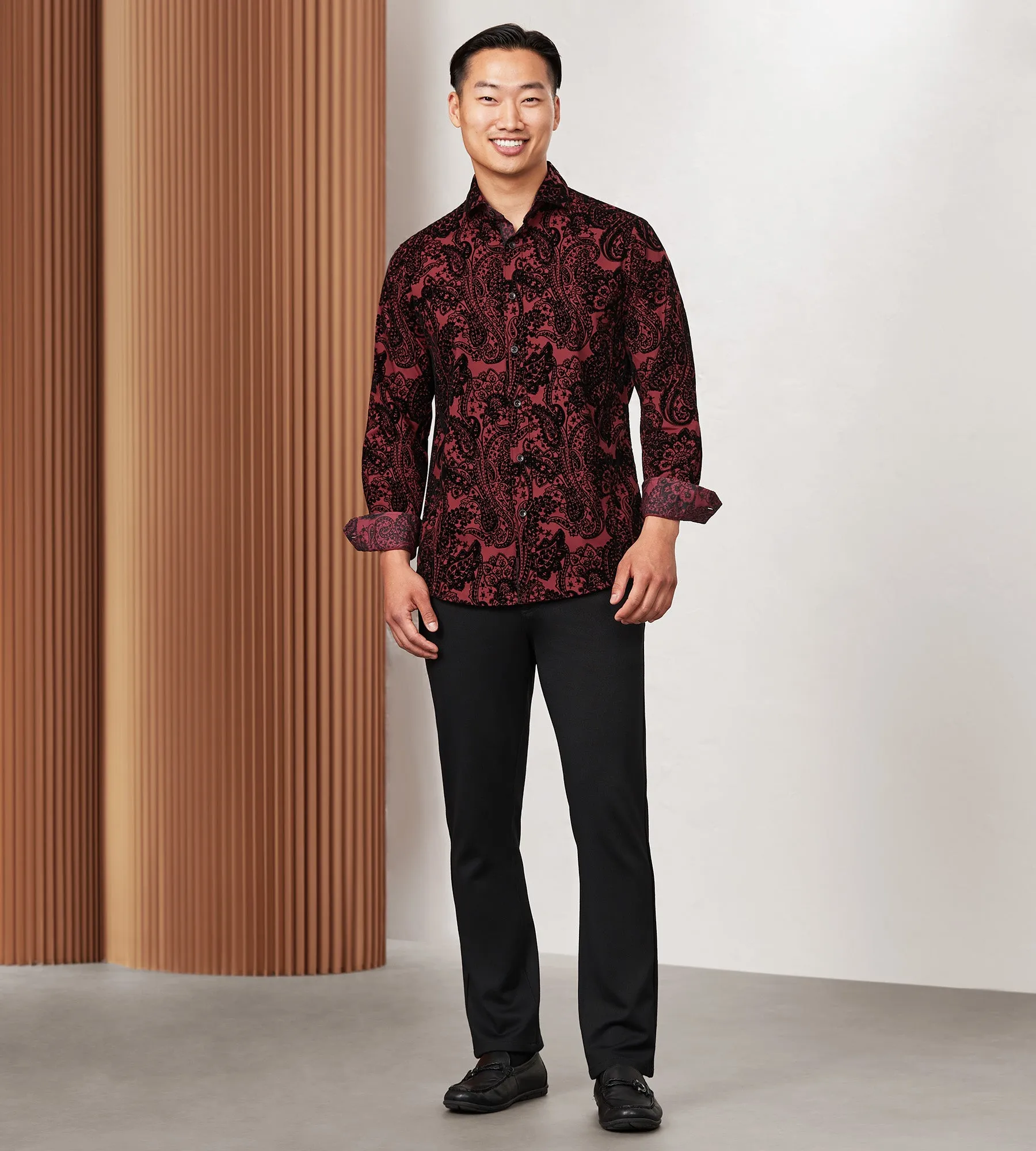 Modern Fit Long Sleeve Flocking Sport Shirt sold by Tip Top product image thumbnail 5