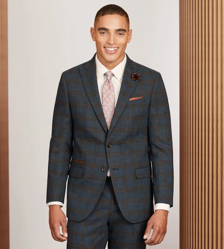 Modern Fit Blue Plaid Suit Jacket sold by Tip Top