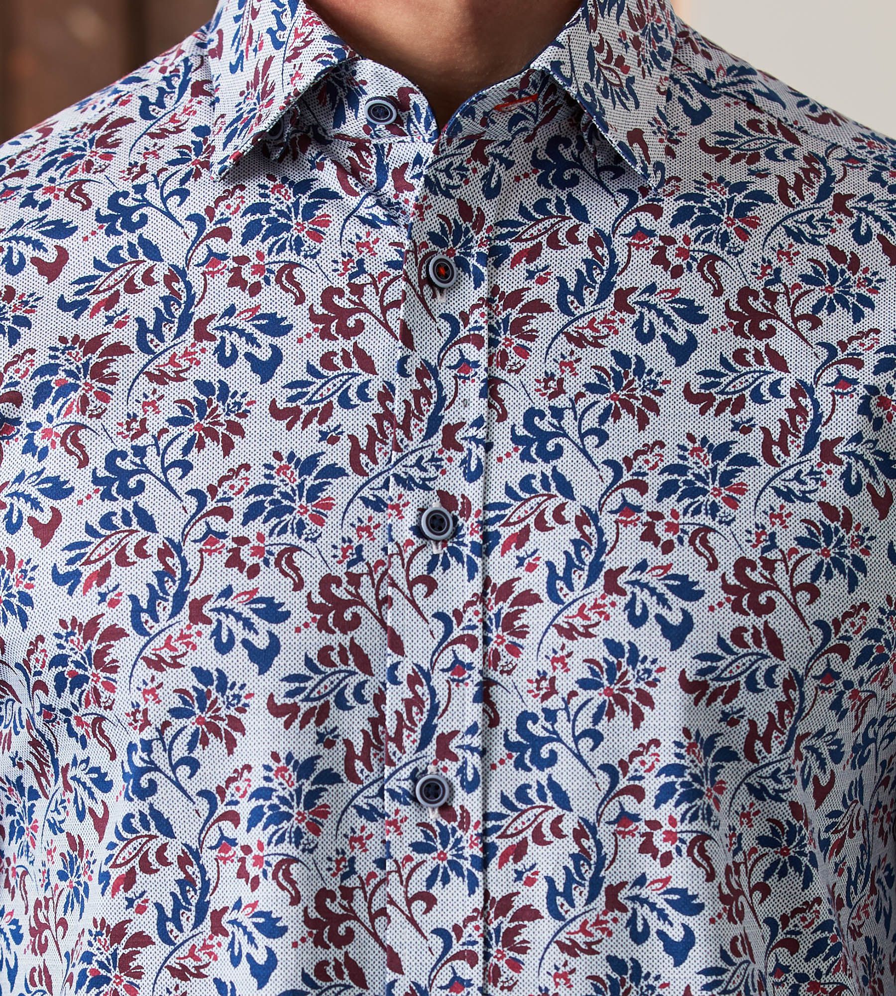 Modern Fit Long Sleeve 360° Stretch Floral Print Sport Shirt sold by Tip Top product image thumbnail 2