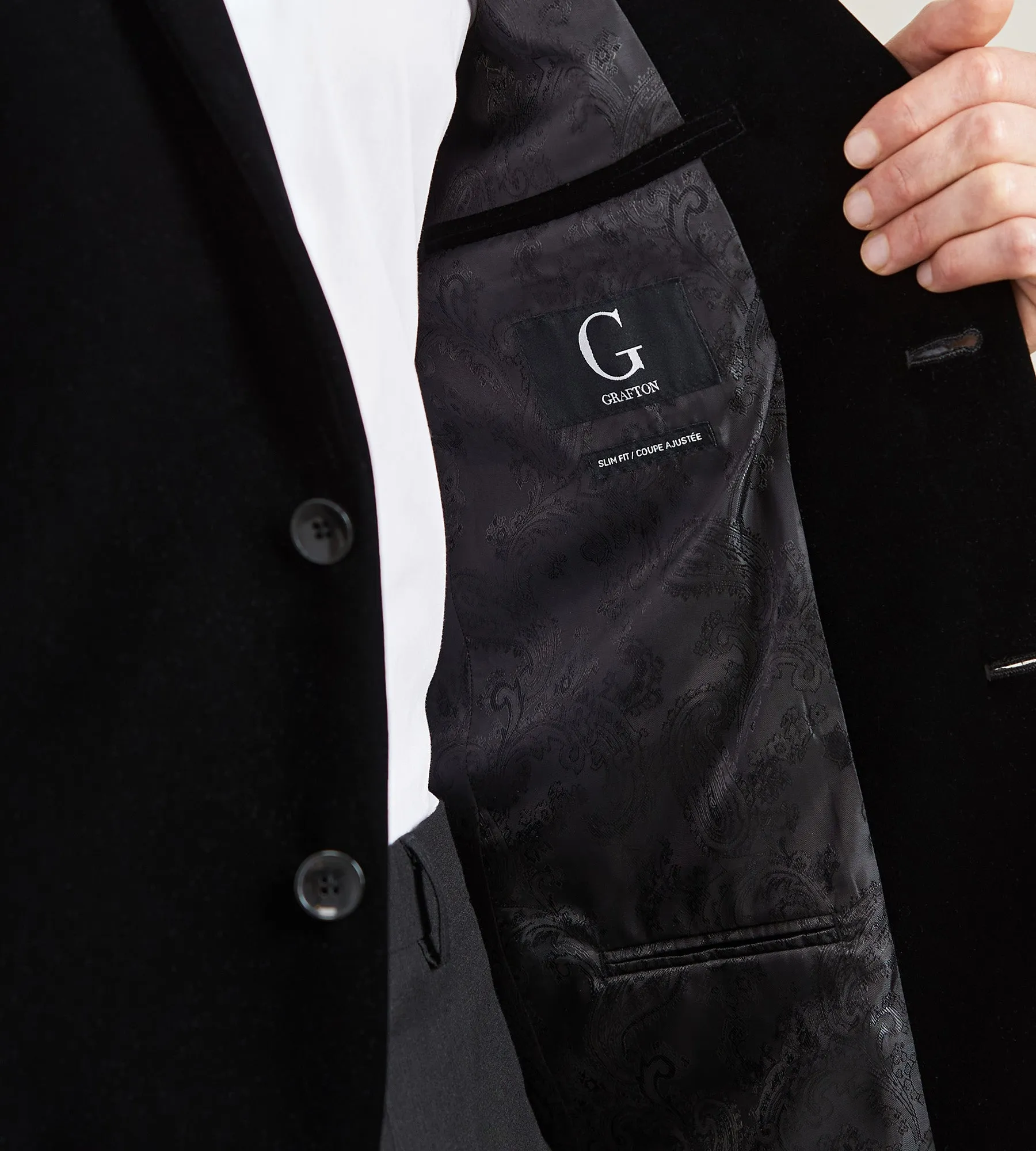 Slim Fit Black Velvet Suit Jacket sold by Tip Top product image thumbnail 2