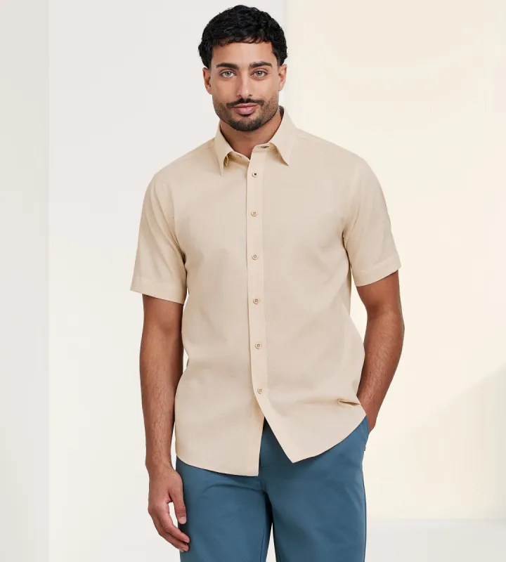 Modern Fit Short Sleeve Textured Linen-Like Solid Sport shirt sold by Tip Top