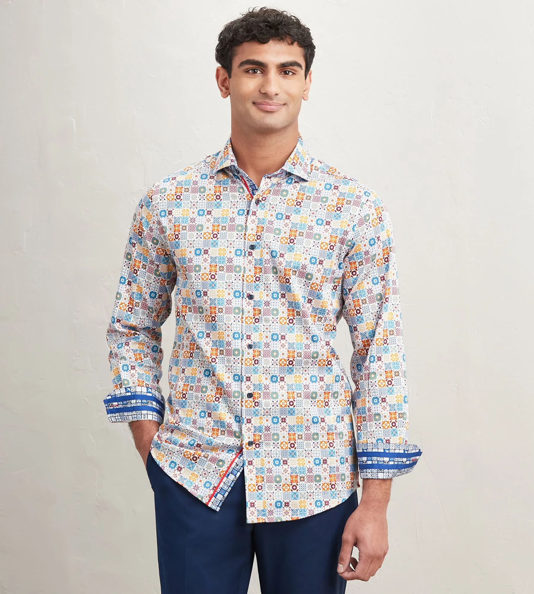 Modern Fit Long Sleeve Printed Casual Shirt sold by Tip Top