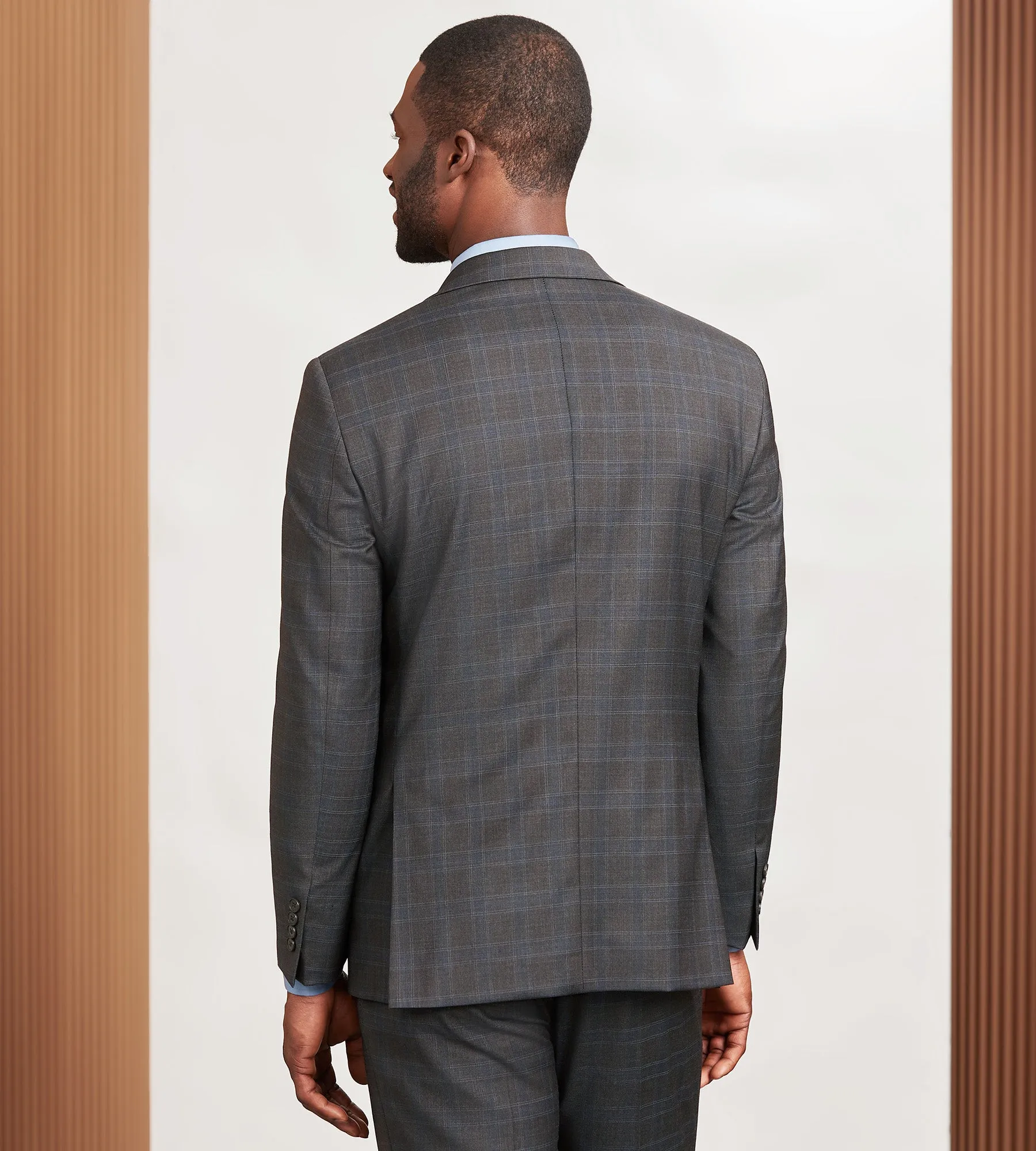 Modern Fit Brown Plaid Suit Jacket sold by Tip Top product image thumbnail 3
