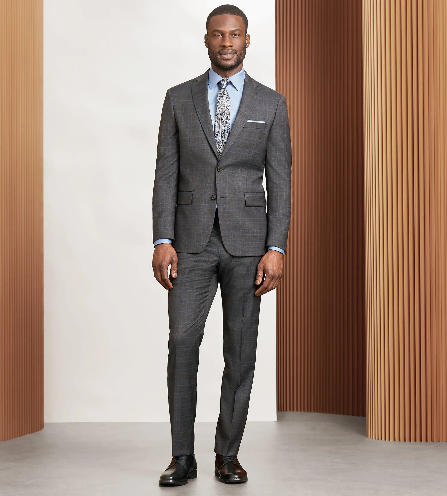 Modern Fit Brown Plaid Suit Jacket sold by Tip Top product image thumbnail 4