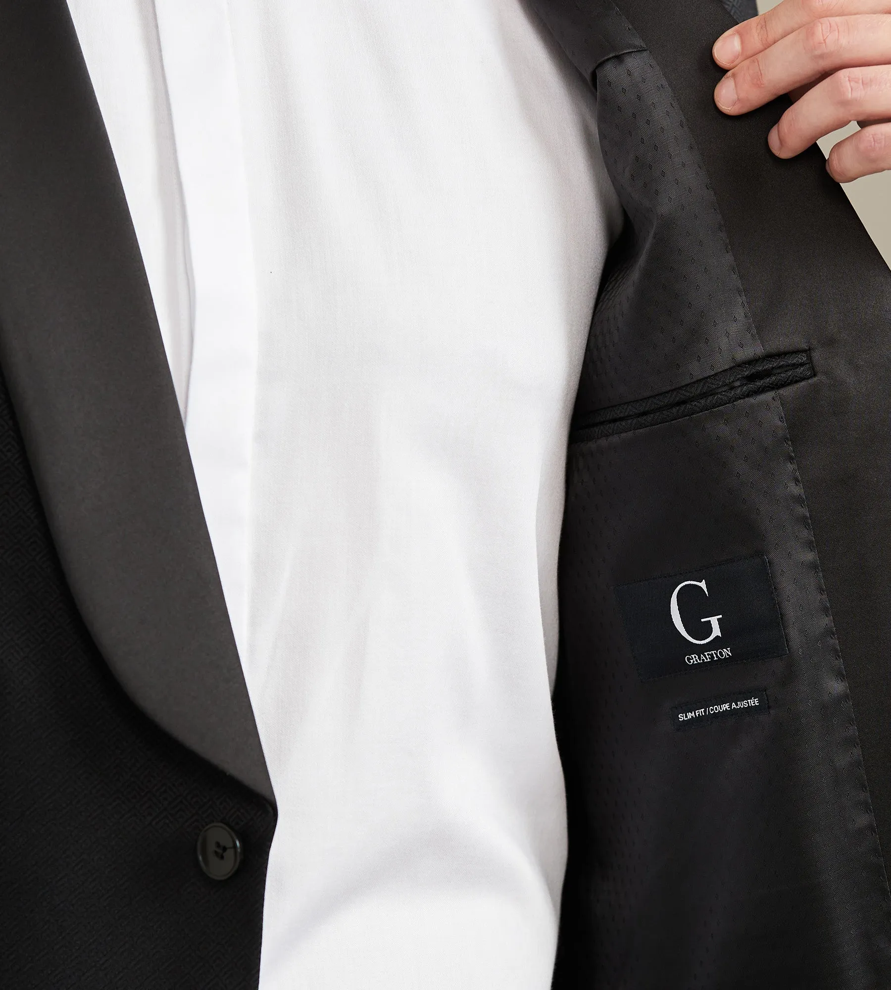 Slim Fit Black Jacquard Tuxedo Jacket sold by Tip Top product image thumbnail 3