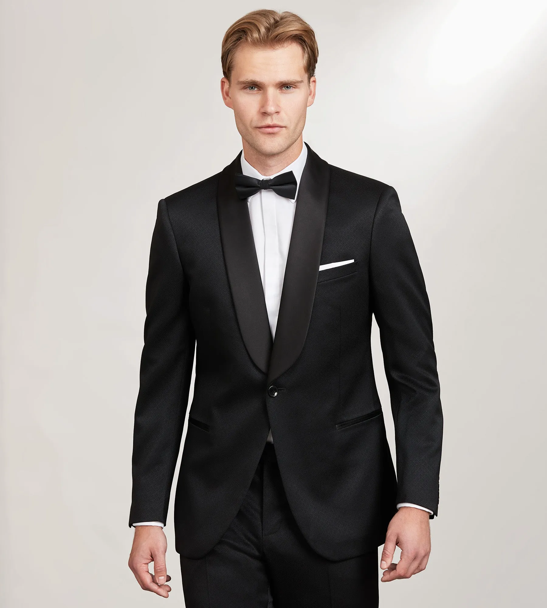 Slim Fit Black Jacquard Tuxedo Jacket sold by Tip Top