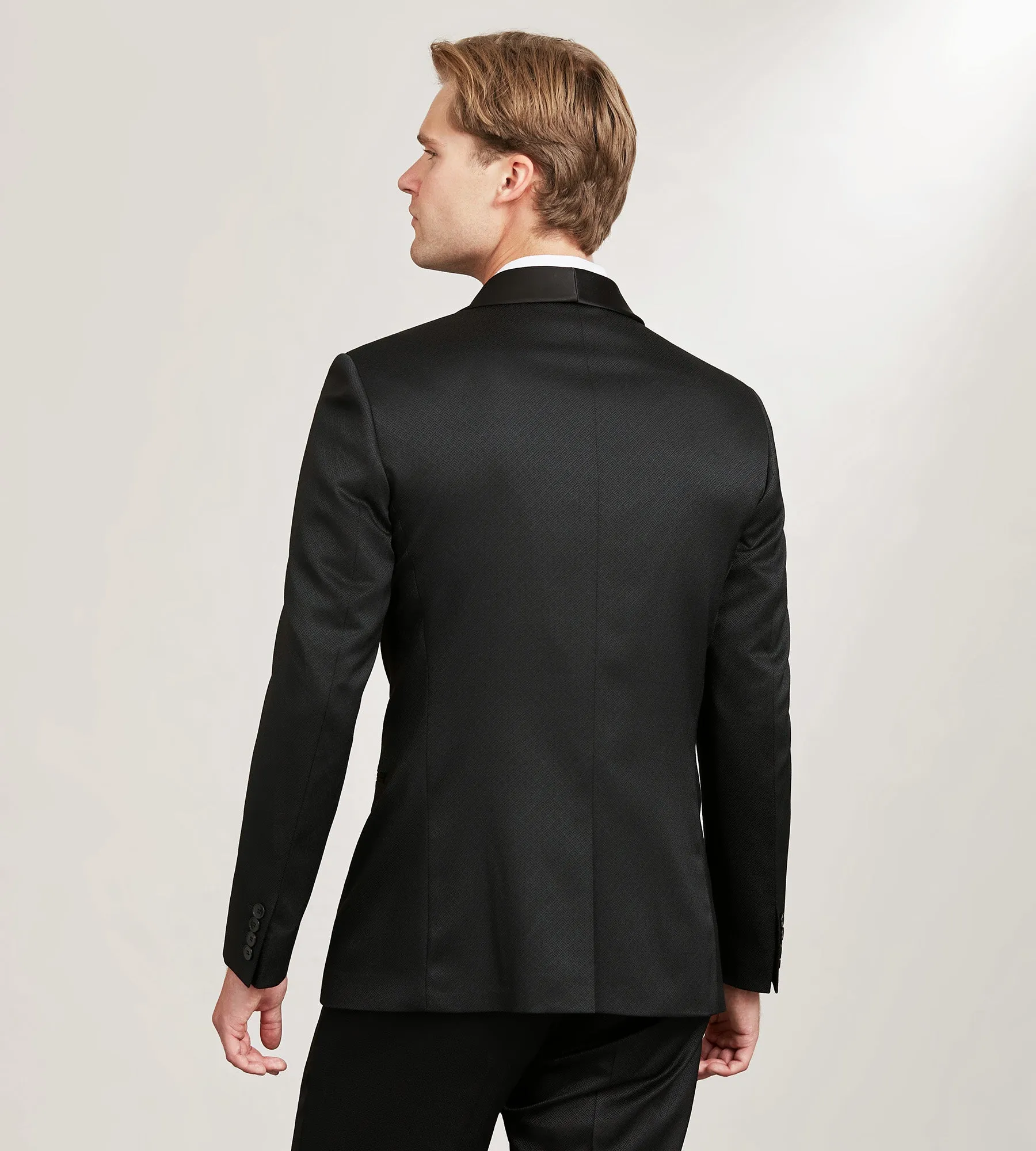 Slim Fit Black Jacquard Tuxedo Jacket sold by Tip Top product image thumbnail 4