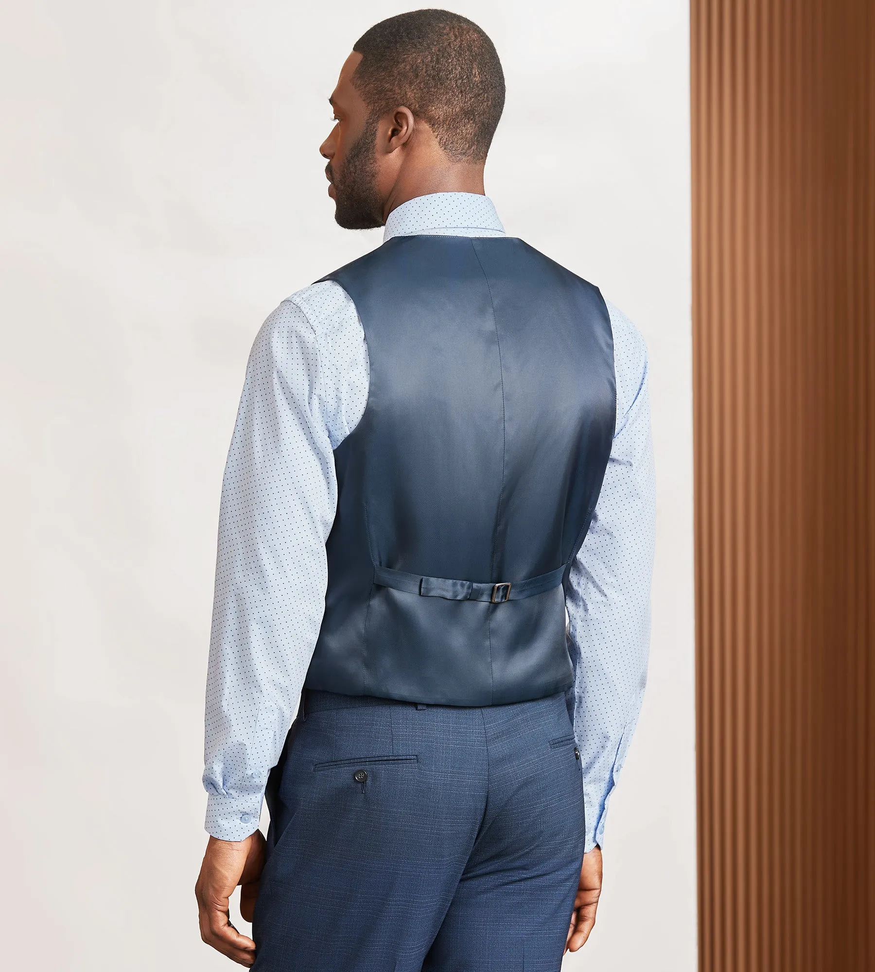 Modern Fit Blue Plaid Suit Vest sold by Tip Top product image thumbnail 3