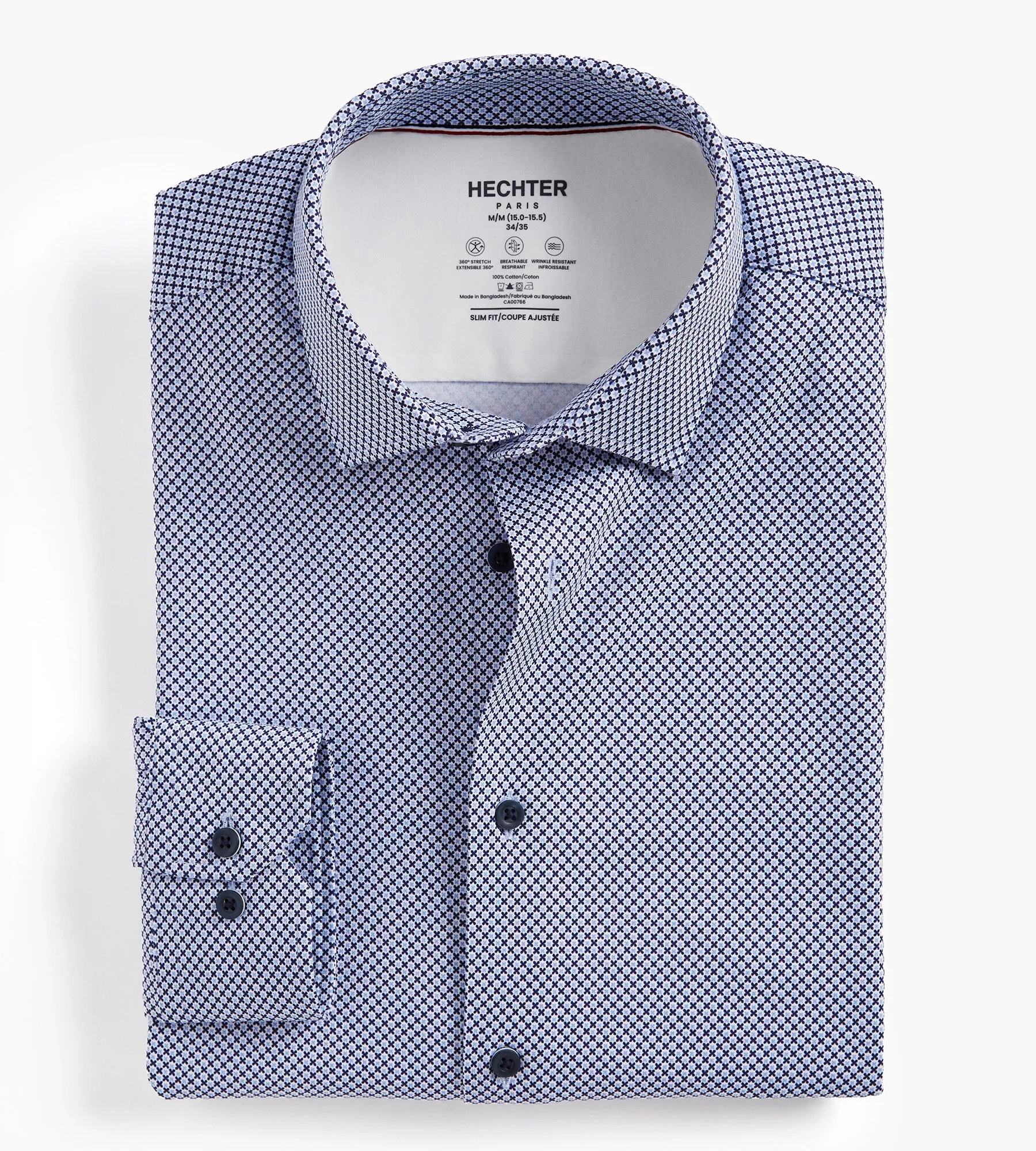 Slim Fit 360 Stretch Knit Non-Iron Soft Touch Geo Print Jersey Dress Shirt sold by Tip Top